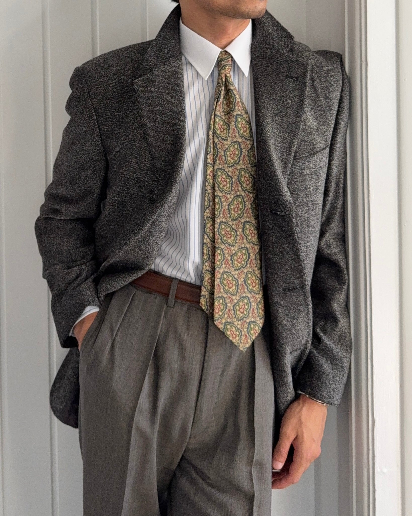 Hugo Boss 1980s 3B Melange Fabric Wool Blend Sport Jacket Blazer  - Size L