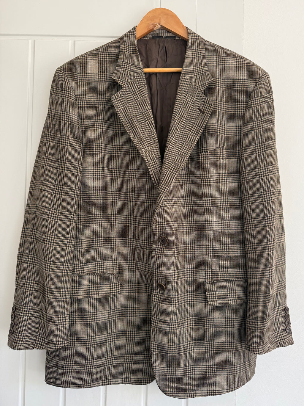 Valentino 1980s Wool Check Sports Jacket Blazer - Size XXL