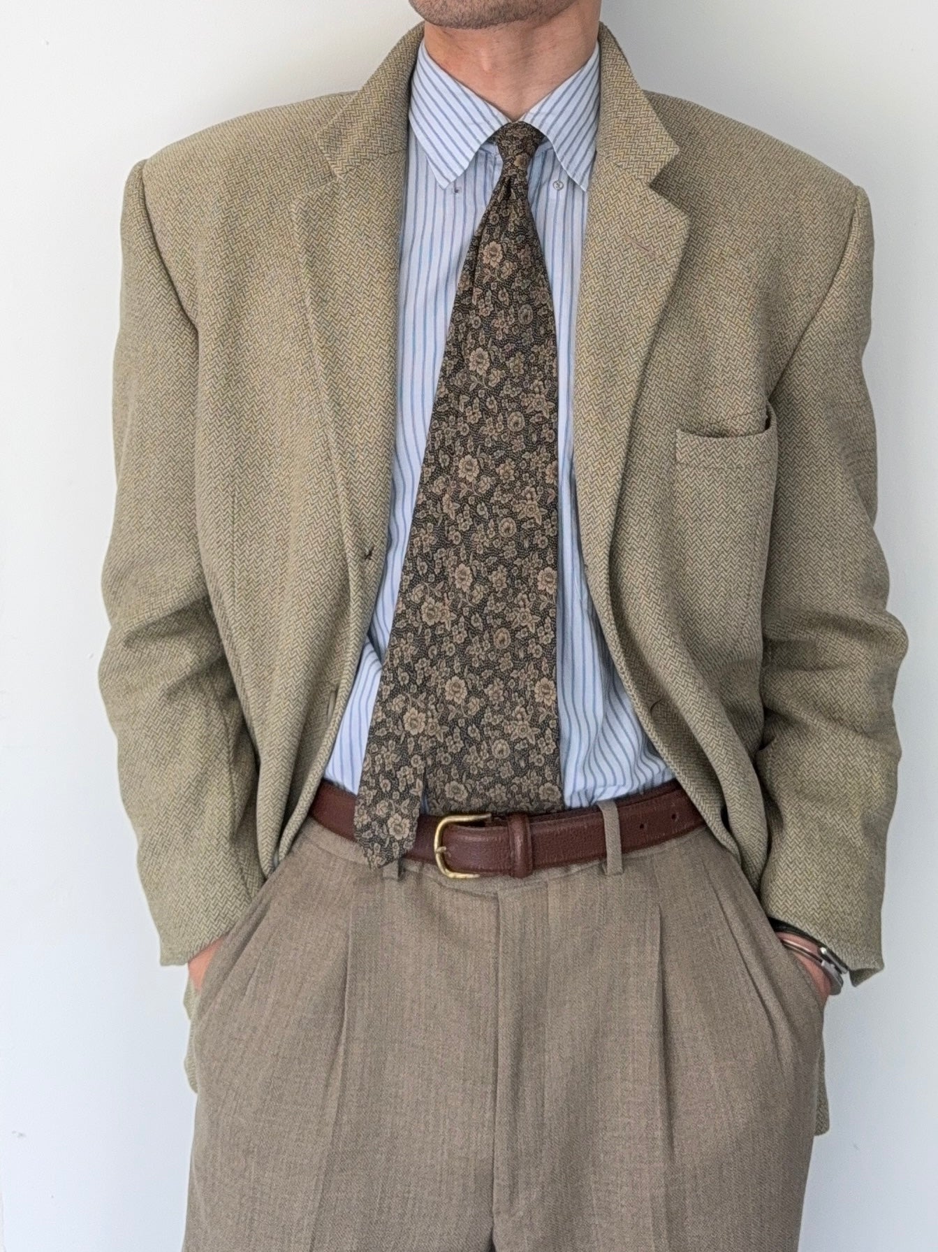 Versace 1980s 3B Tweed Textured Wool Sports Blazer Jacket - Size M