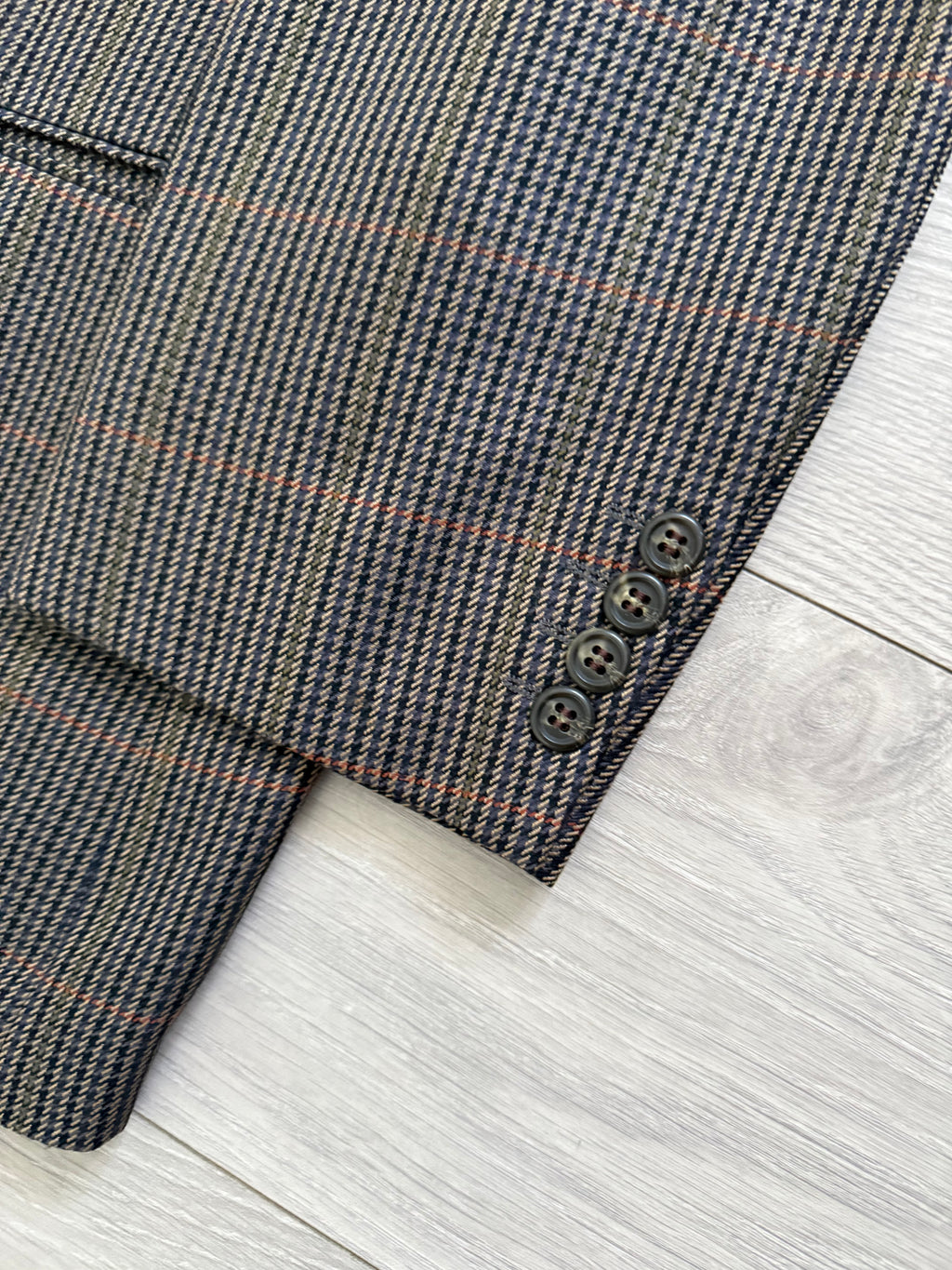 Givenchy 1980s Wool Check Peaked Lapel Double Breasted Sports Jacket Blazer - Size XL