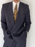 Missoni 1980s Peaked Lapel Double Breasted Pleated Wool Grey Suit - Size S Jacket / 32" Waist