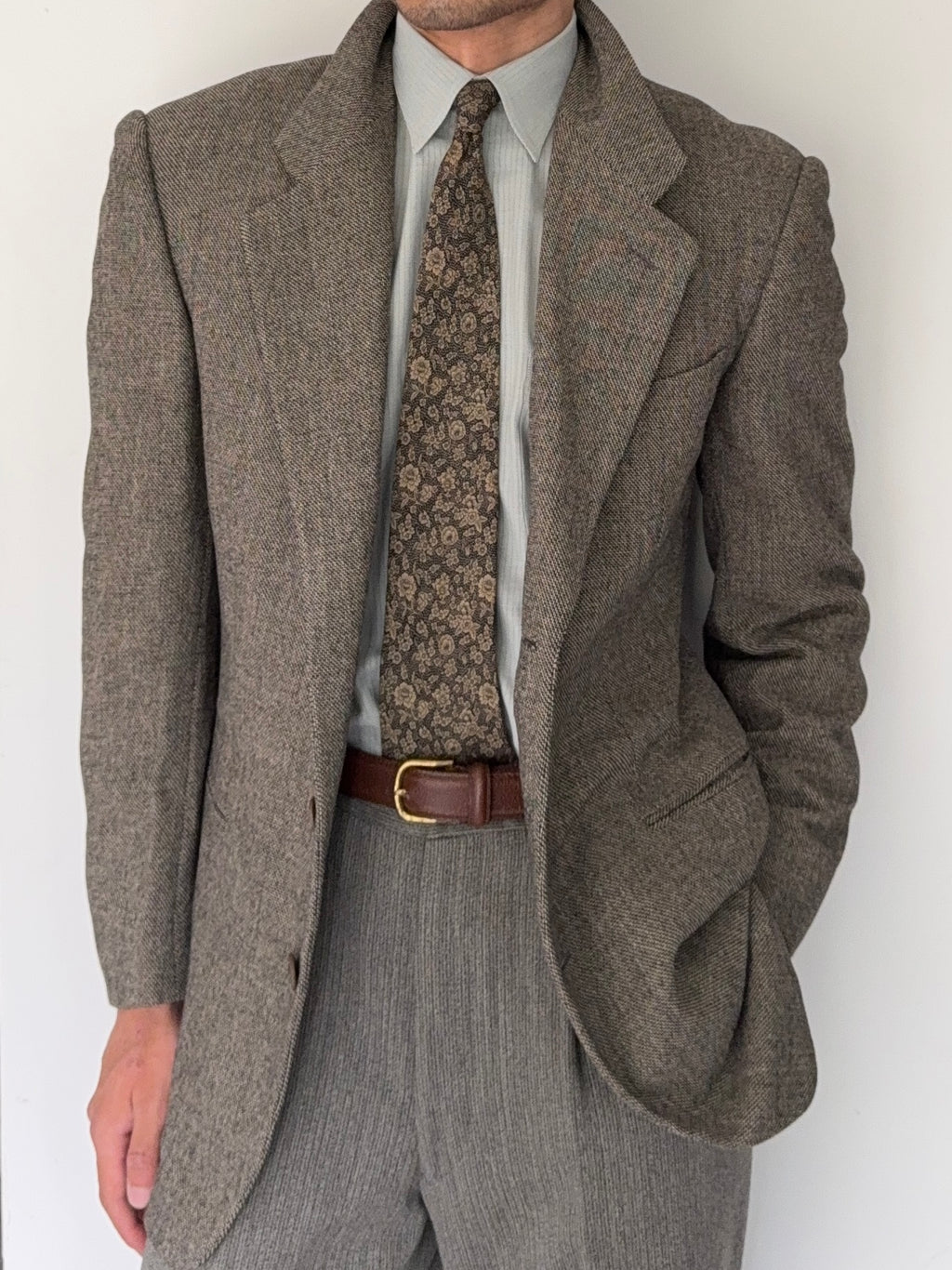 Giorgio Armani Black Label 1990s Textured Wool Check Sports Jacket Blazer - Size S