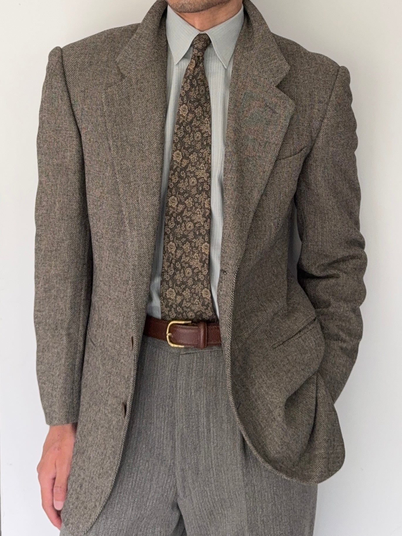 Giorgio Armani Black Label 1990s Textured Wool Check Sports Jacket Blazer - Size S