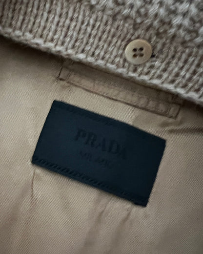 Prada Mainline AW2010 Runway Moleskin Ribbed Collar Coat - Size S