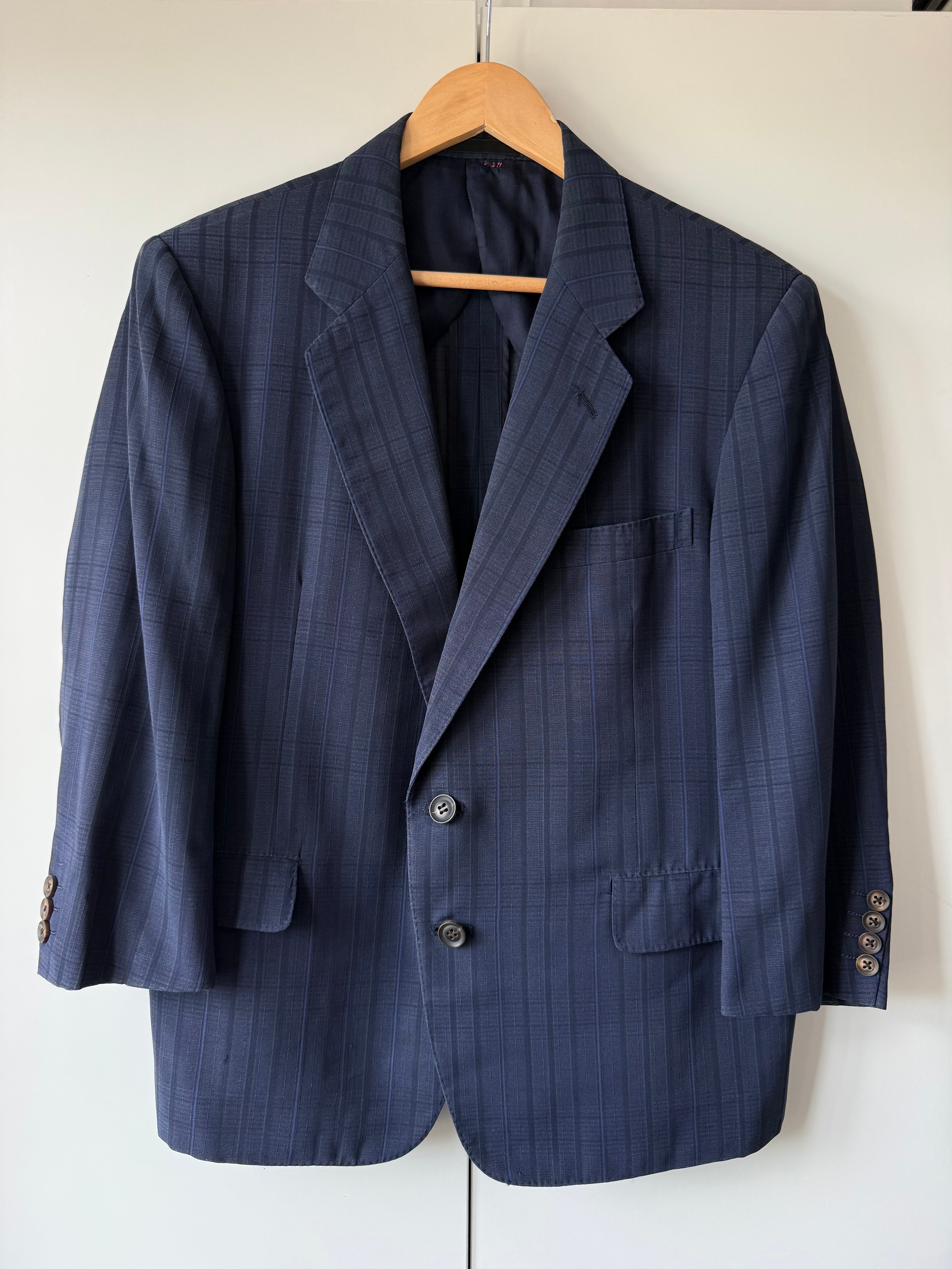 Burberry 1990s 2B Wool Blue Lightweight Partially Lined Sports Jacket Blazer - Size XS
