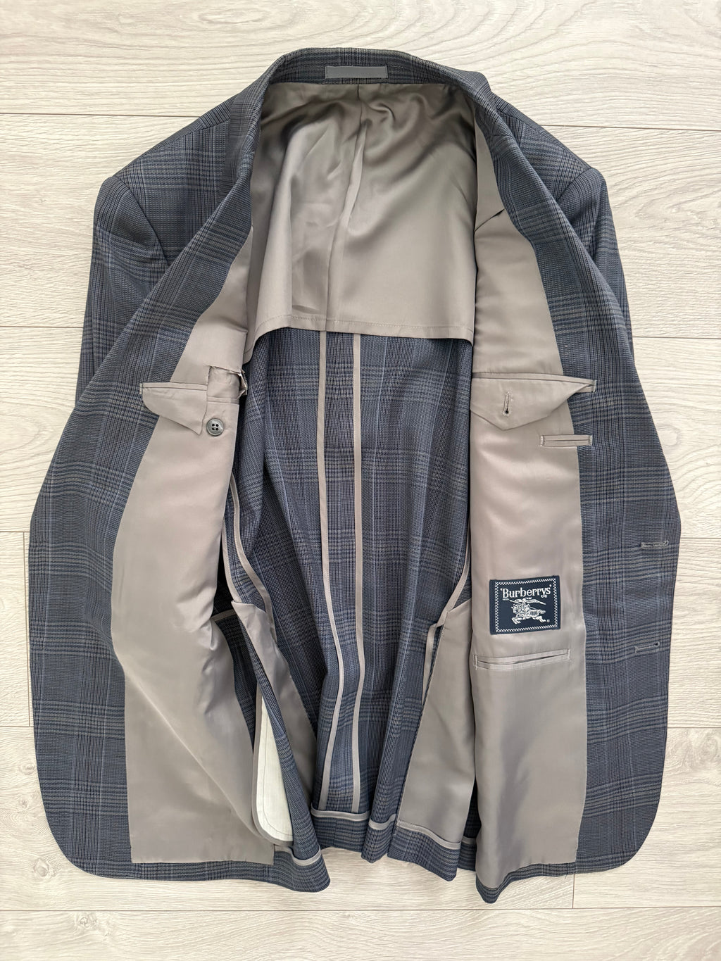 Burberry 1990s 2B Blue Check Lightweight Partially Lined Sports Jacket Blazer - Size S