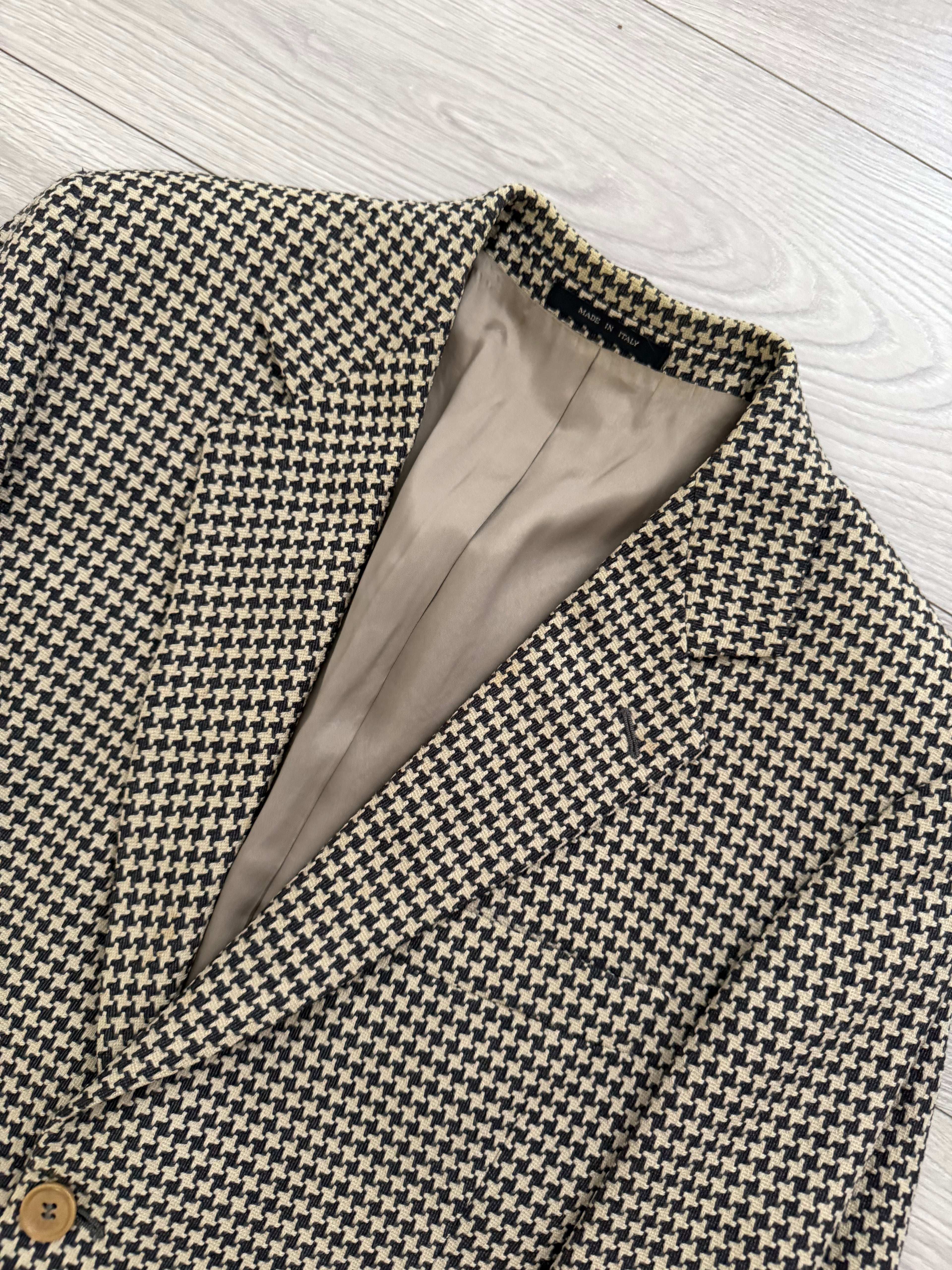 Emporio Armani 1990s 2B Houndstooth Wool Sports Blazer Jacket - Size S
