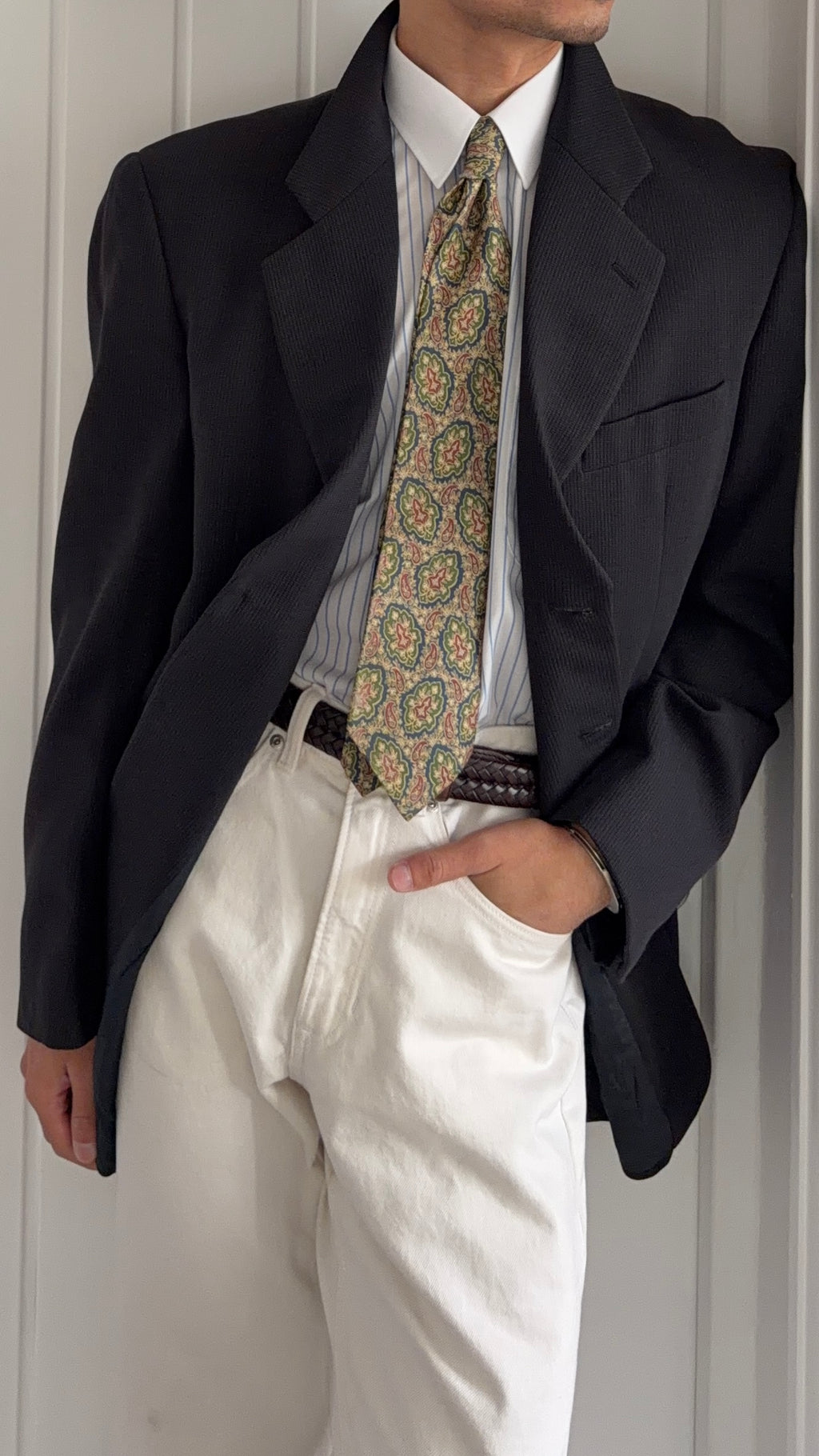 Giorgio Armani 1980s 3B Textured Wool Sport Jacket Blazer - Size XL