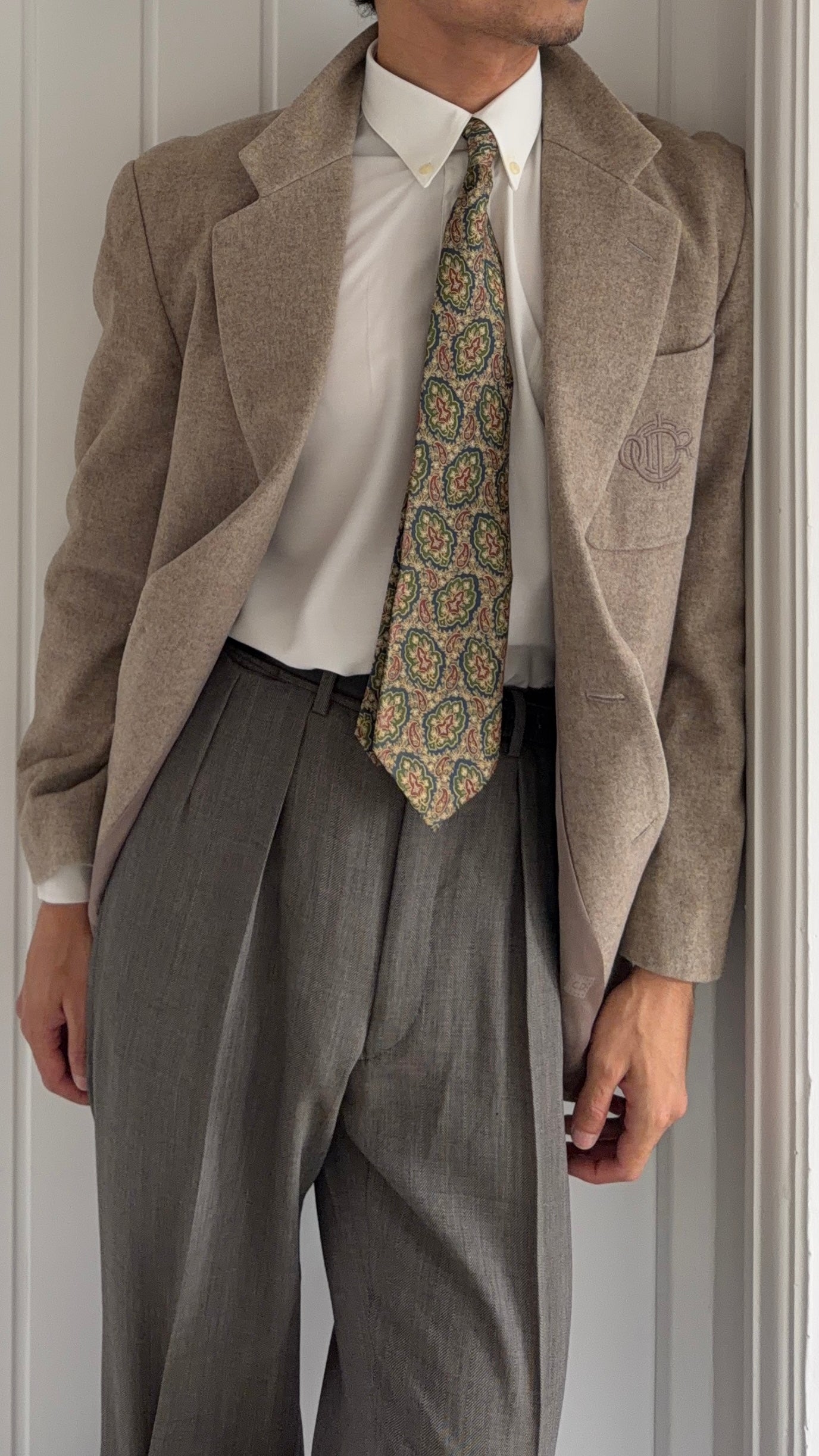 Christian Dior 1980s 2B Crest Logo Metal Button Wool Sport Jacket Blazer - Size M