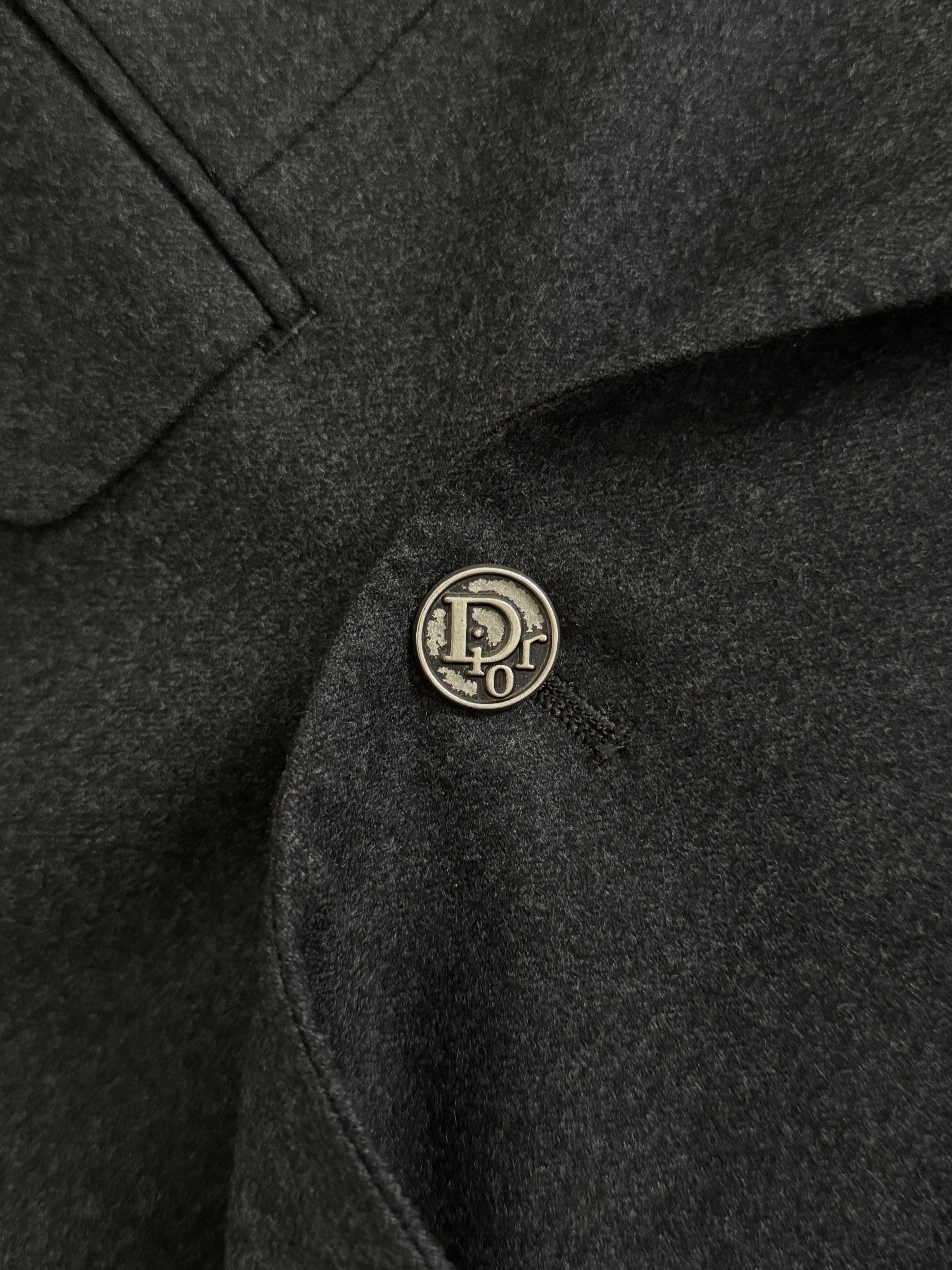 Christian Dior 1980s Peaked Lapel Double Breasted Metal Button Wool Suit - Size S Jacket / 29" Waist