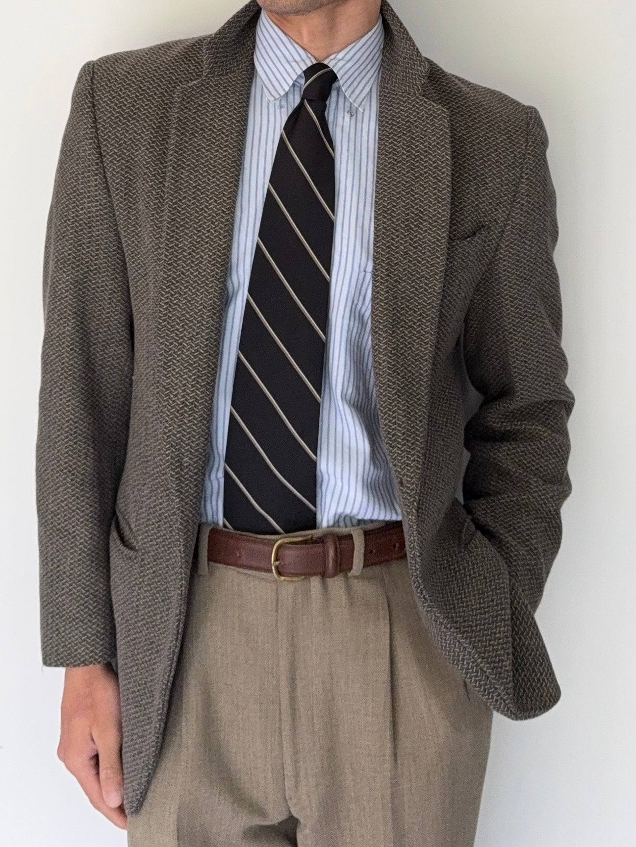 Emporio Armani SS1998 Micro-Herringbone Weave Sports Blazer Jacket - Size S