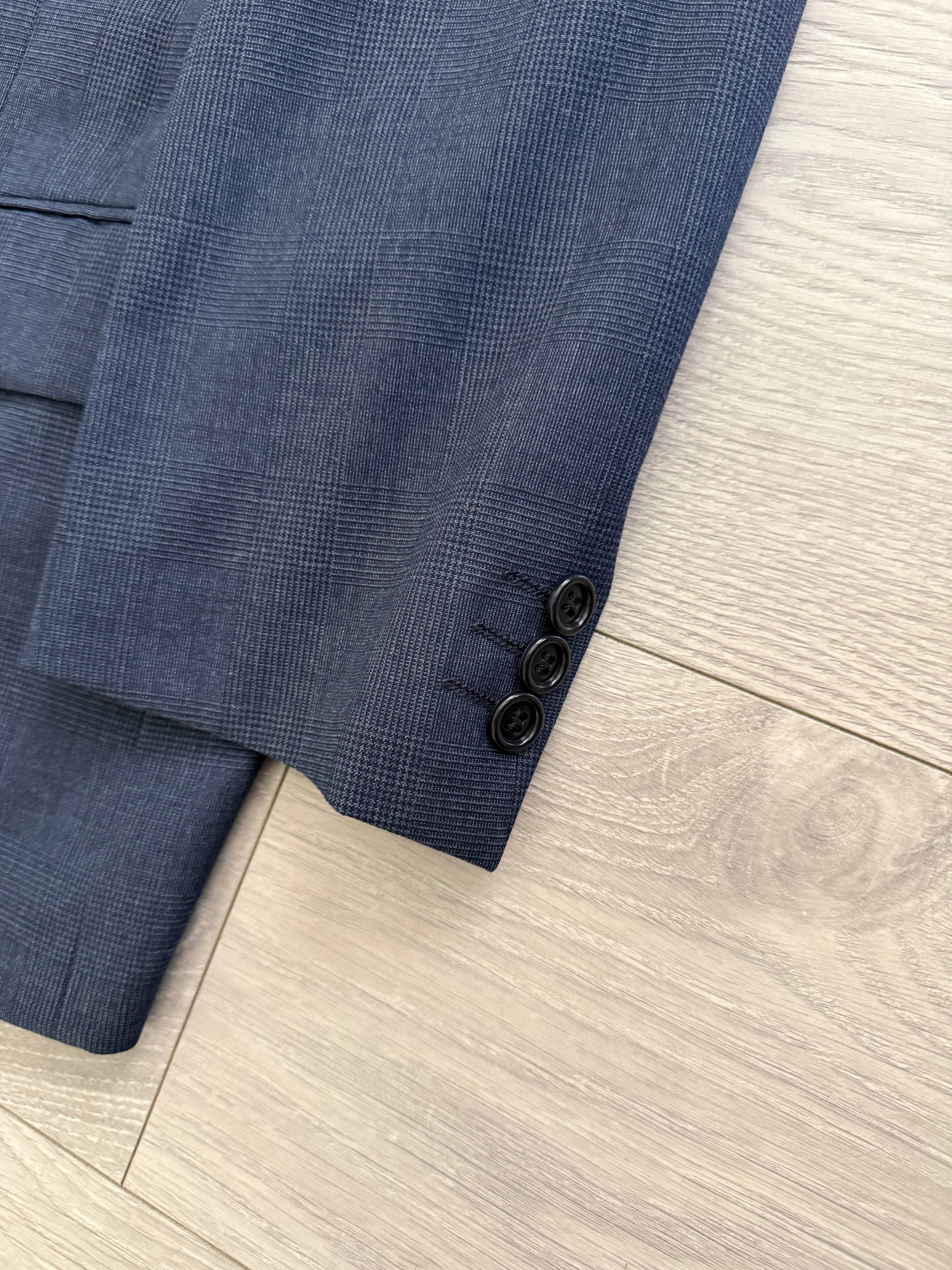 Hugo Boss 1980s 'Al Capone' Double Breasted Pleated Blue Wool Suit - Size M Jacket / 30" Waist