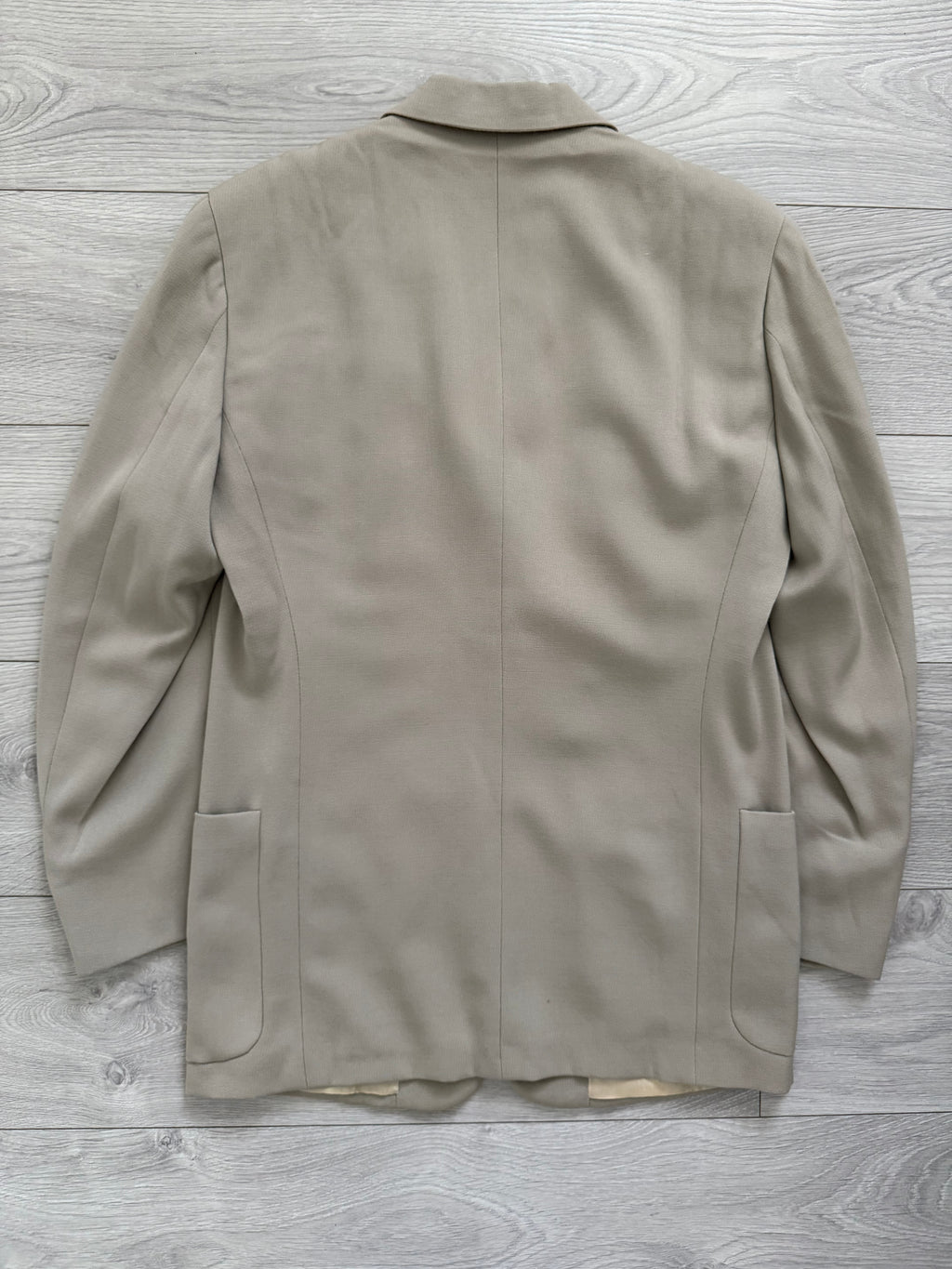 Hilton Armani 1990s Draped Wool 3B Ecru Sports Jacket Blazer - Size M