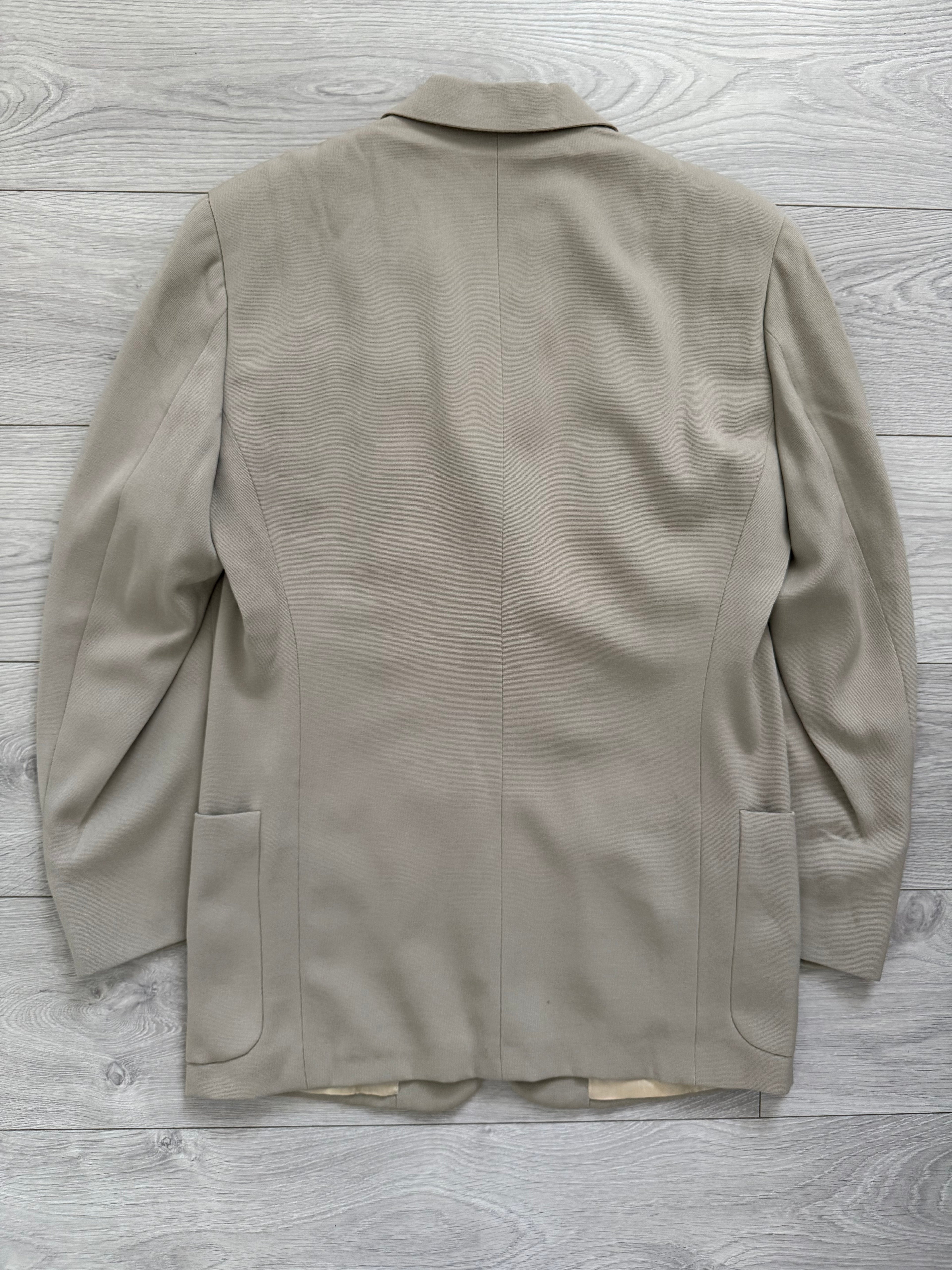 Hilton Armani 1990s Draped Wool 3B Ecru Sports Jacket Blazer - Size M
