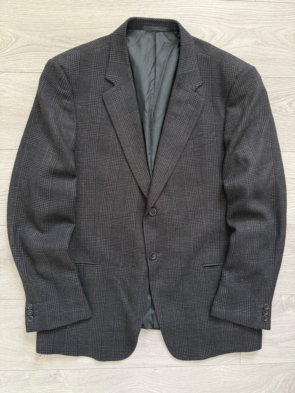 Armani 1990s 2B Grey Wool Check Sport Jacket Blazer - Size XXL