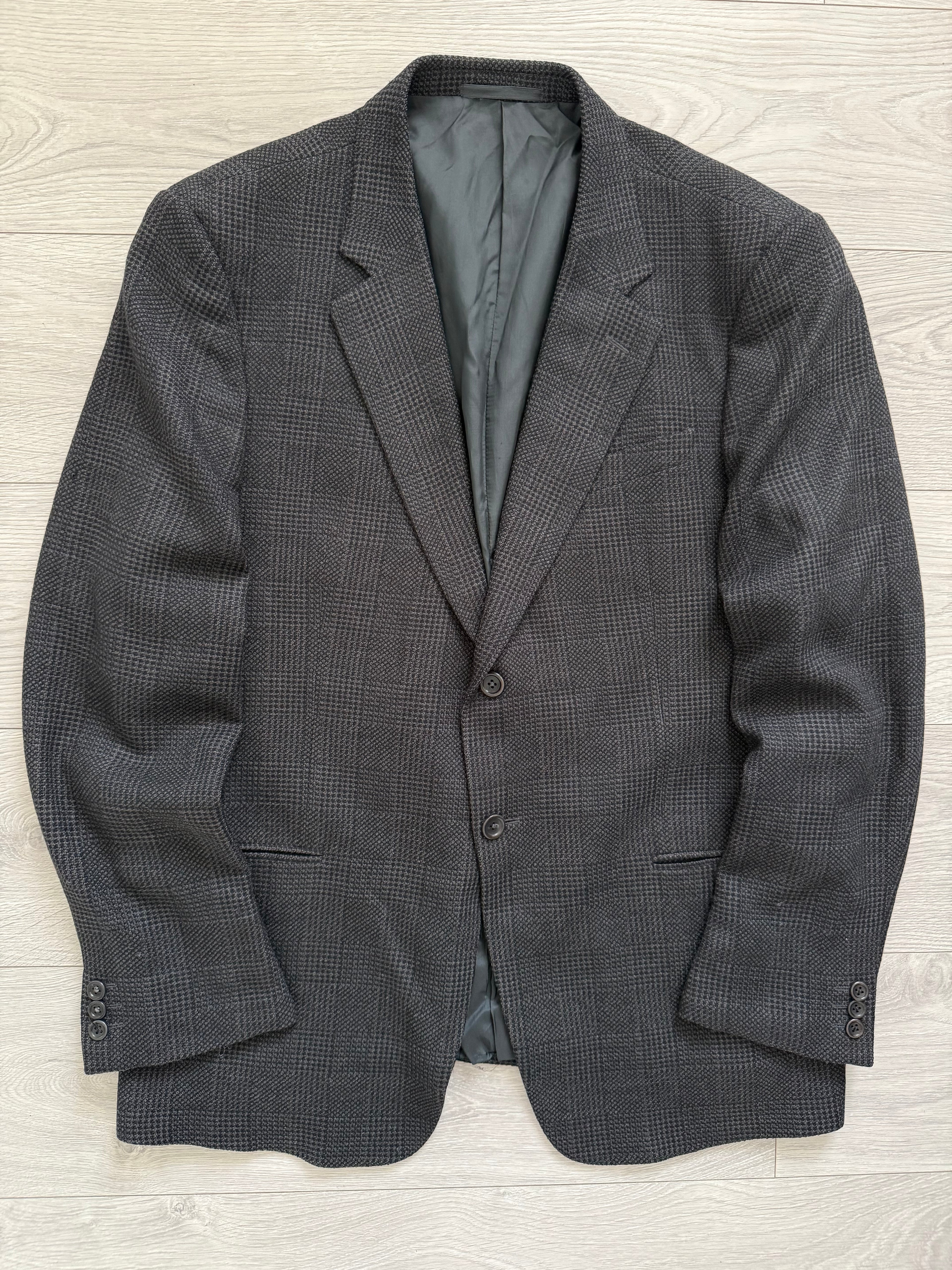 Armani 1990s 2B Grey Wool Check Sport Jacket Blazer - Size XXL