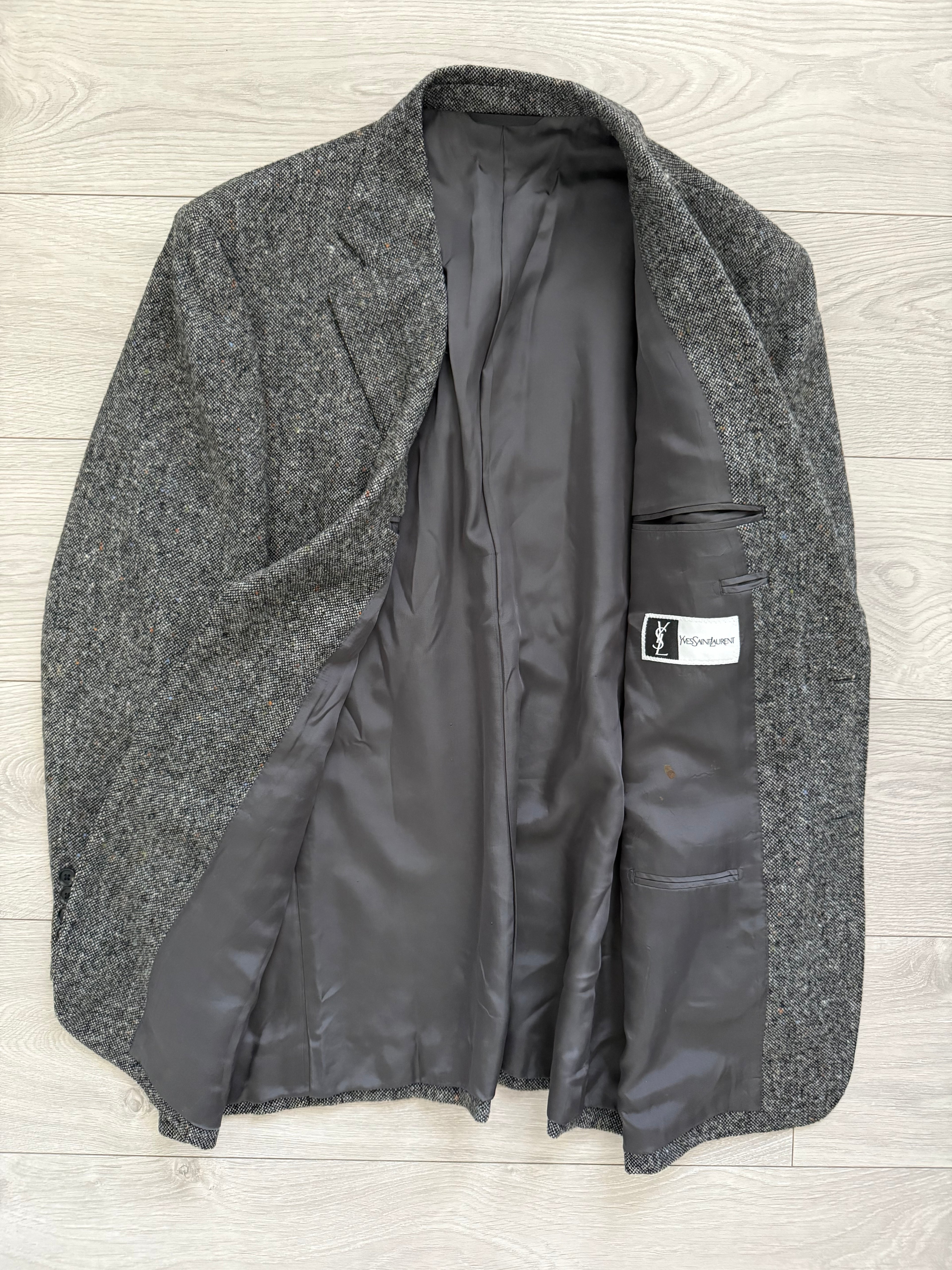 Yves Saint Laurent 1980s 3B Speck Wool Sports Jacket Blazer - Size L