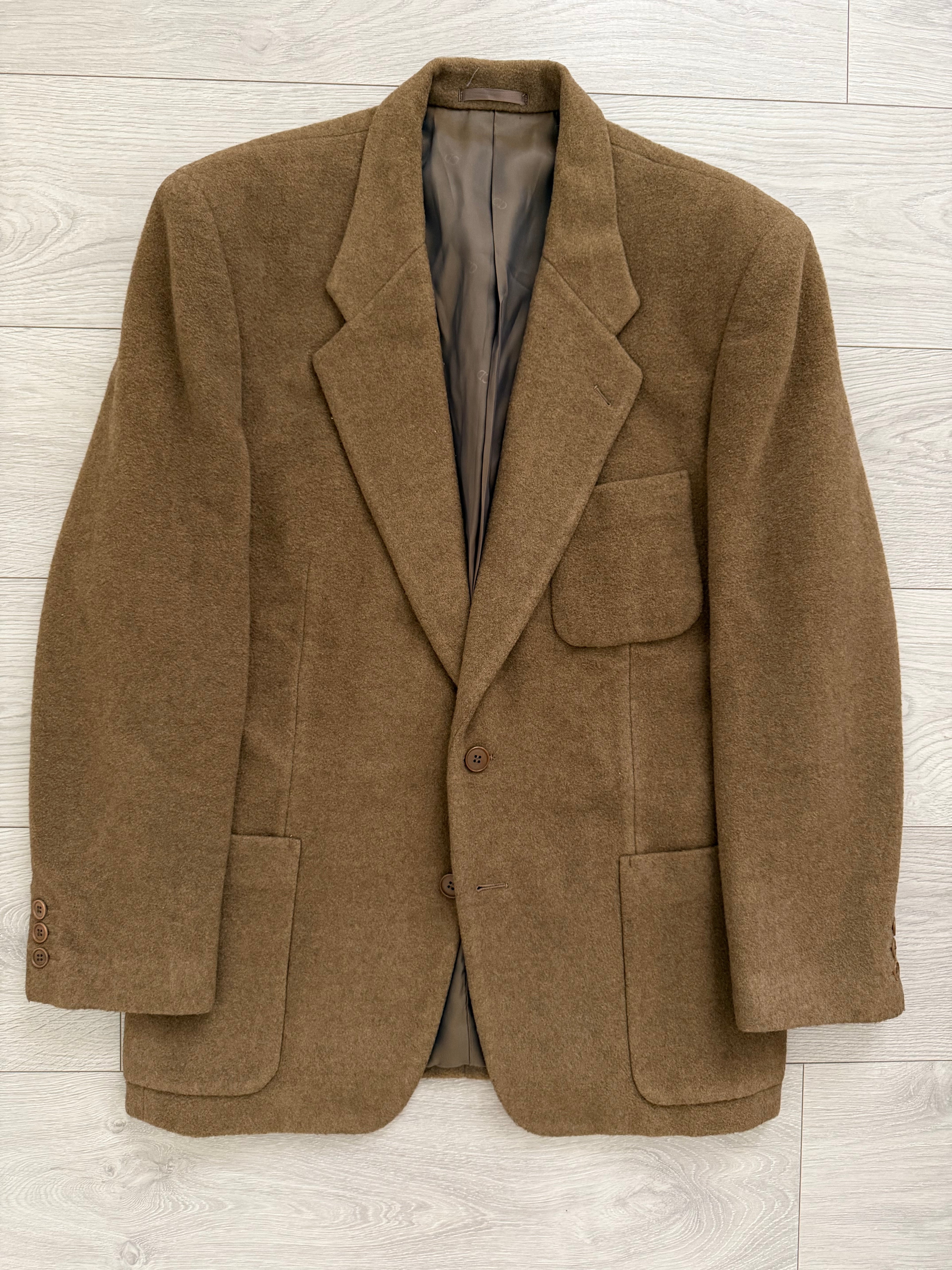Christian Dior 1980s 2B Wool Cashmere Brown Sport Jacket Blazer - Size L