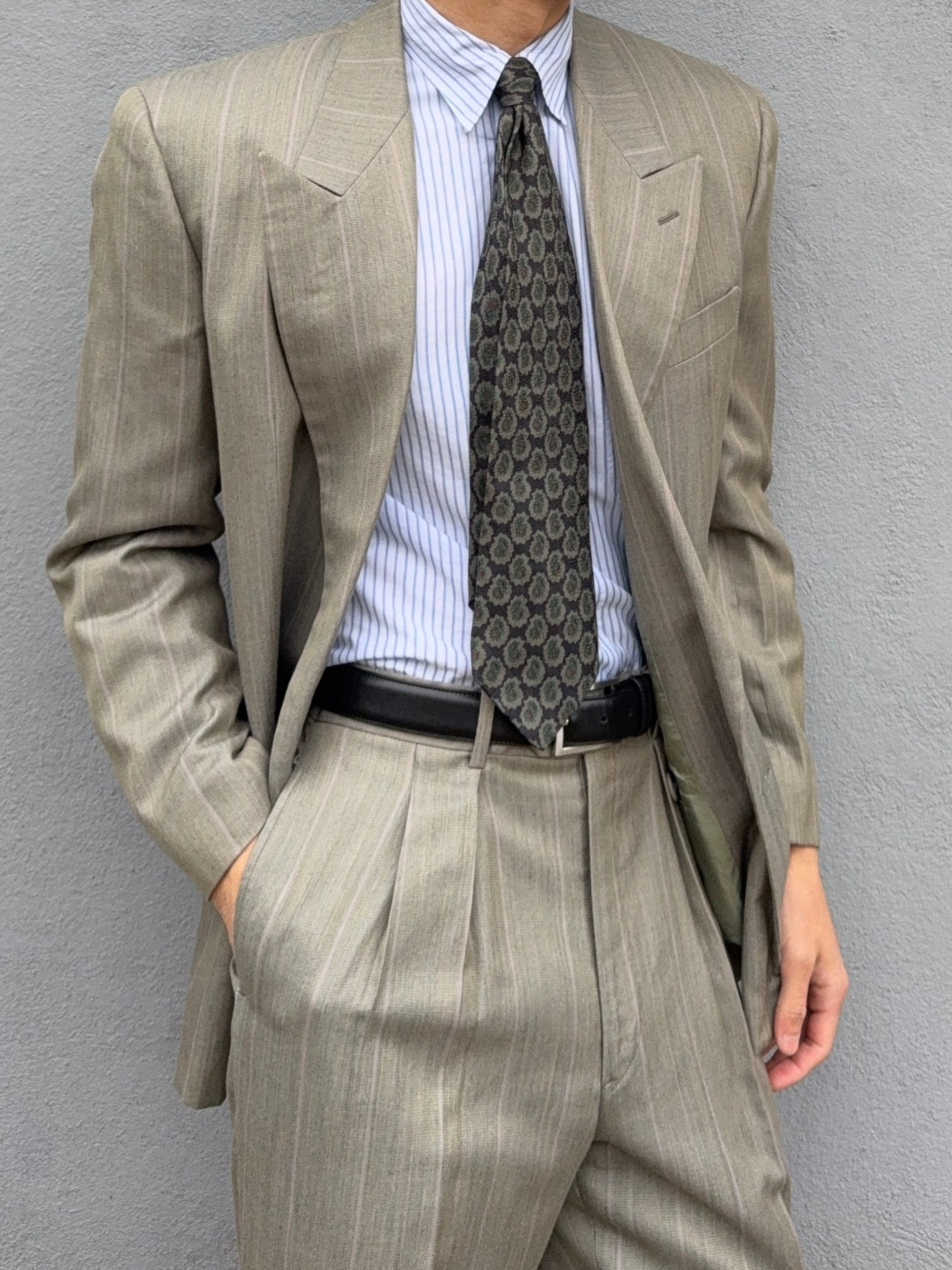 Giorgio Armani Mainline 1980s Double Breasted Pleated Wool Suit - Size M Jacket / 31" Waist