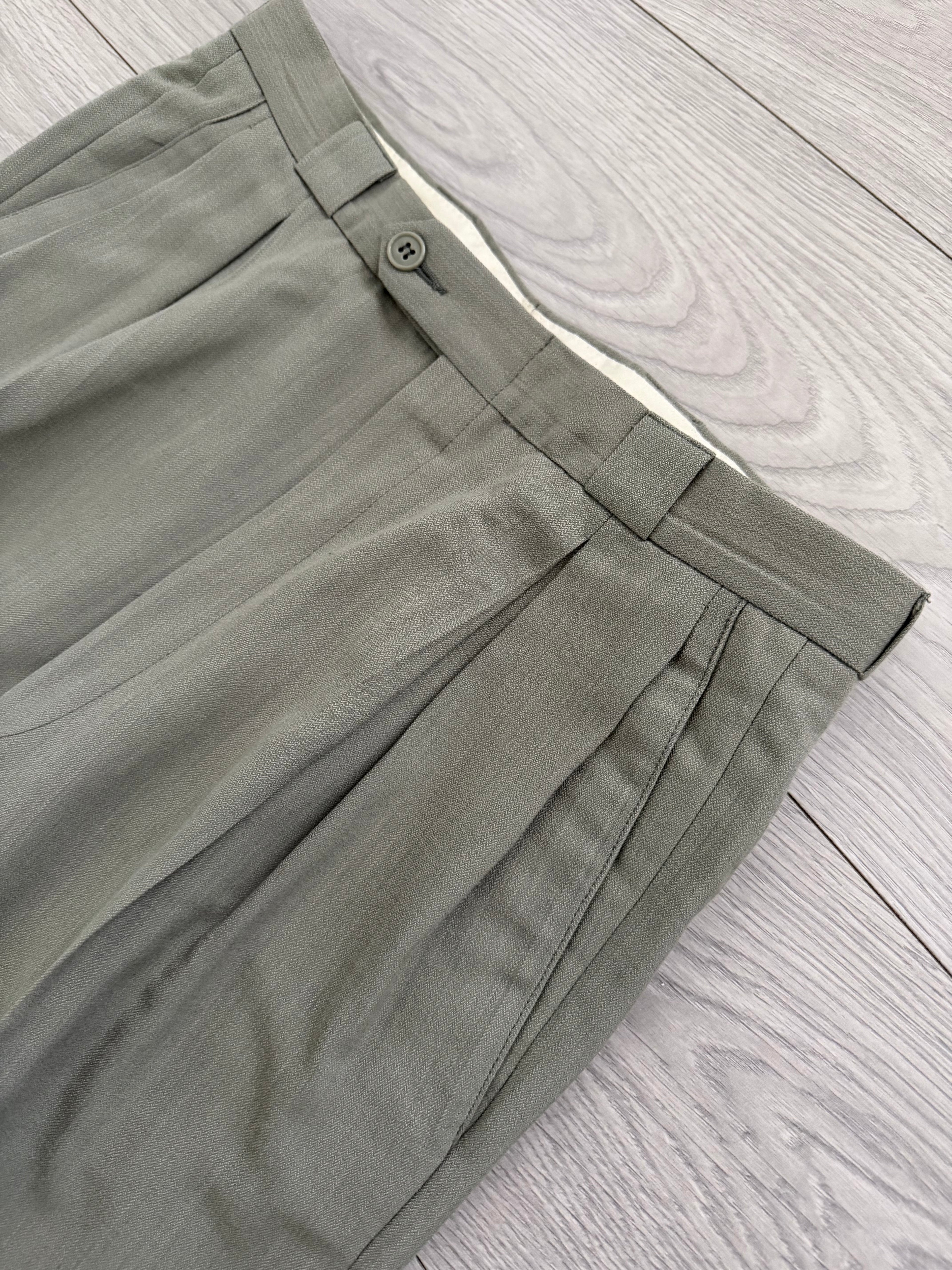 Emporio Armani 1980s 2B Taupe Siege Double-Pleat Wool Suit  - Size M Jacket / 31" Waist