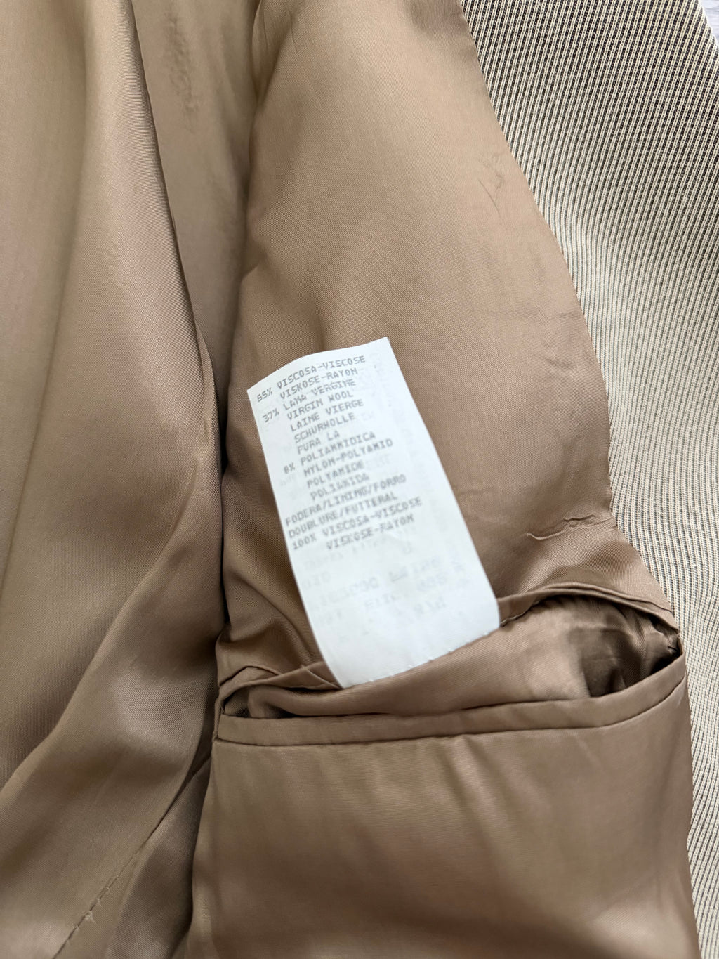 Emporio Armani 1990s Crepe Twill Weave 3B Double-Pleated Suit Sand Beige - Size M Jacket / 32" Waist