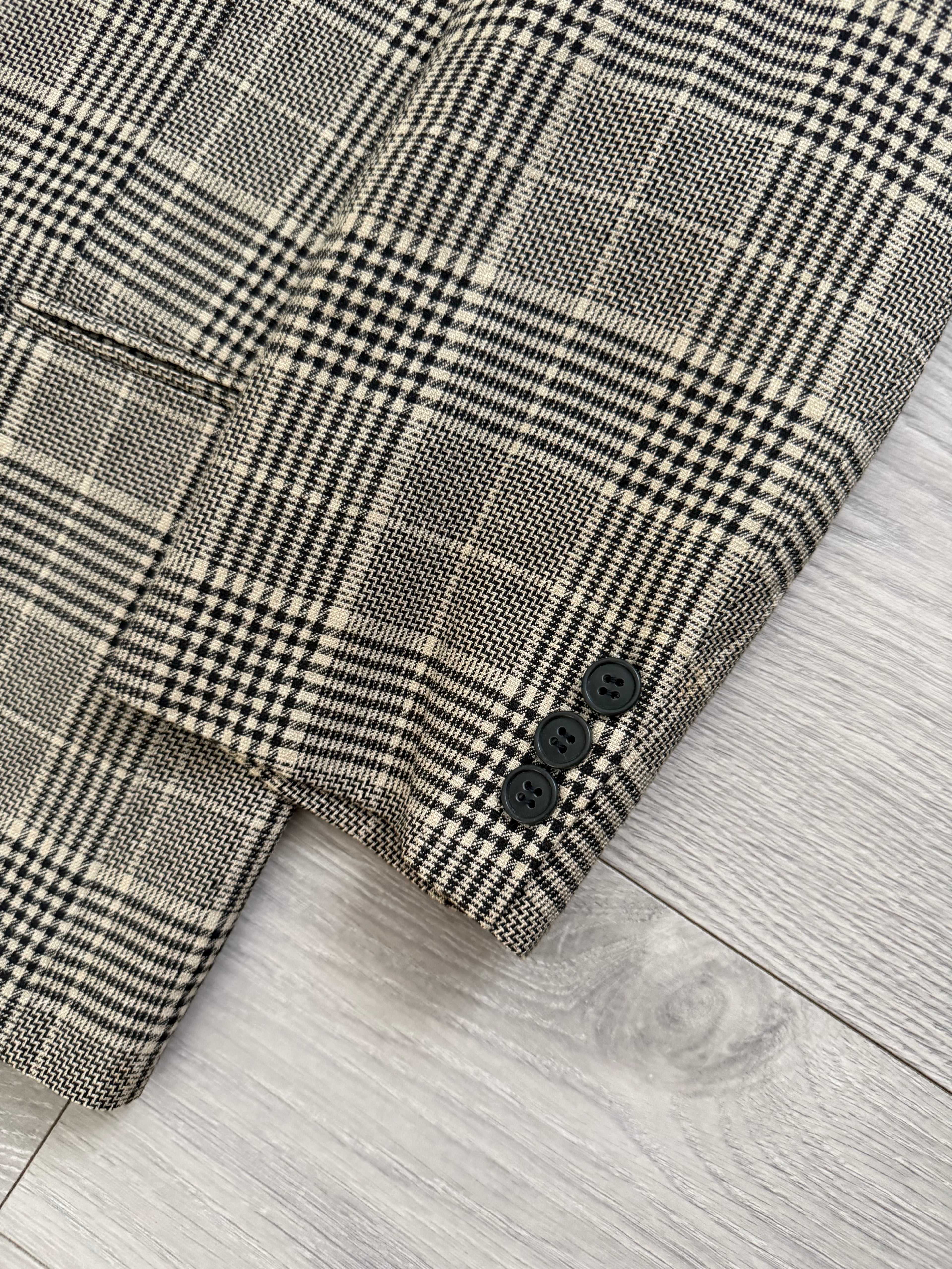 Giorgio Armani 1980s 2B Check Linen Cotton Sports Blazer Jacket - Size S