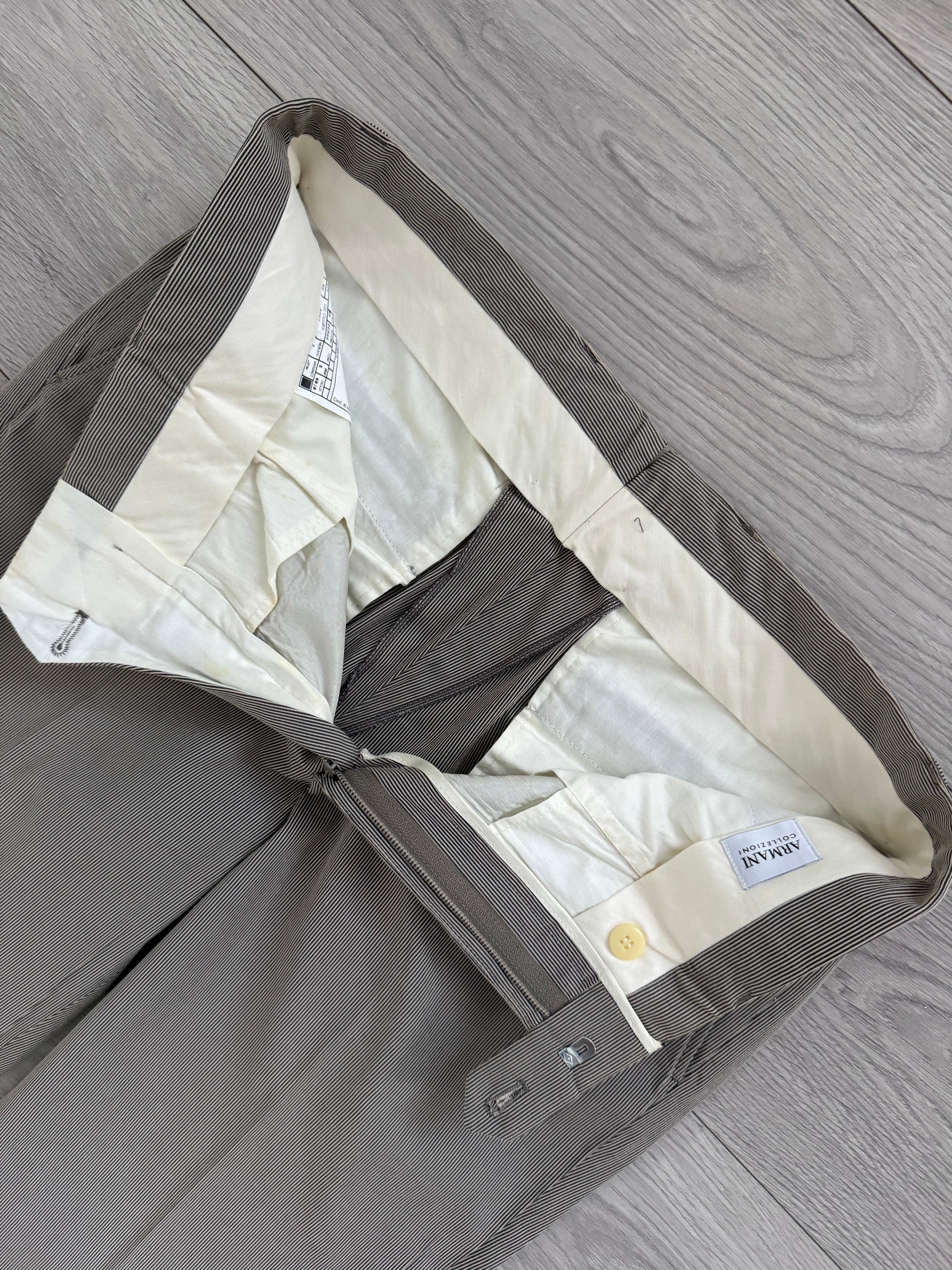 Armani 2000s Pleated Cotton Blend Striped Pants - Size 31