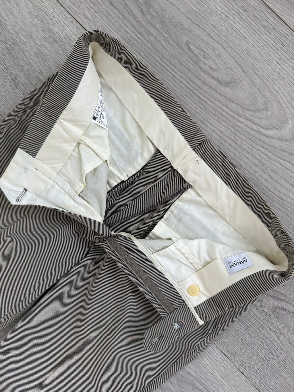 Armani 2000s Pleated Cotton Blend Striped Pants - Size 31" Waist