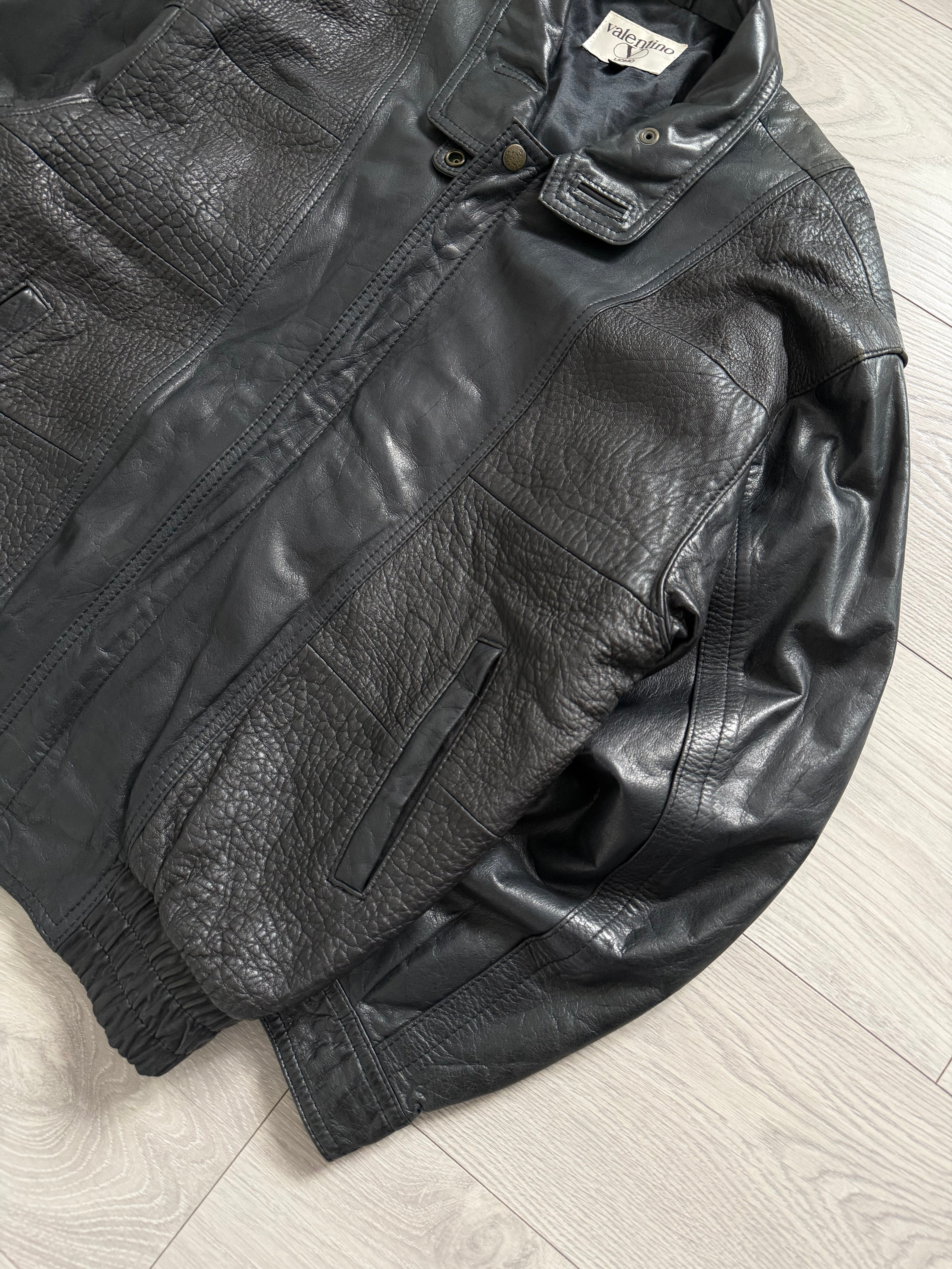 Valentino 1980s Panelled Leather Bomber Jacket - Size M