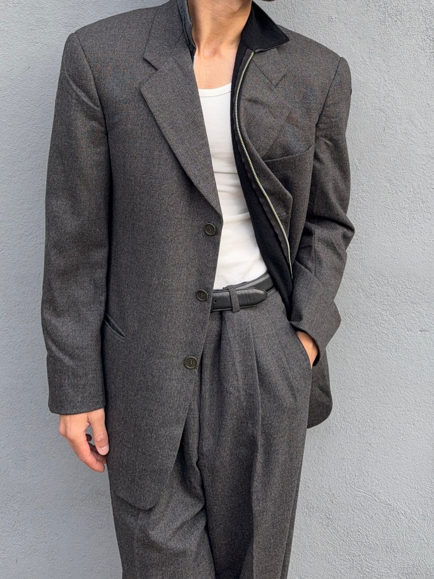 Armani 1990s Pleated Wool 3B Suit - Size XL Jacket / 38" Waist