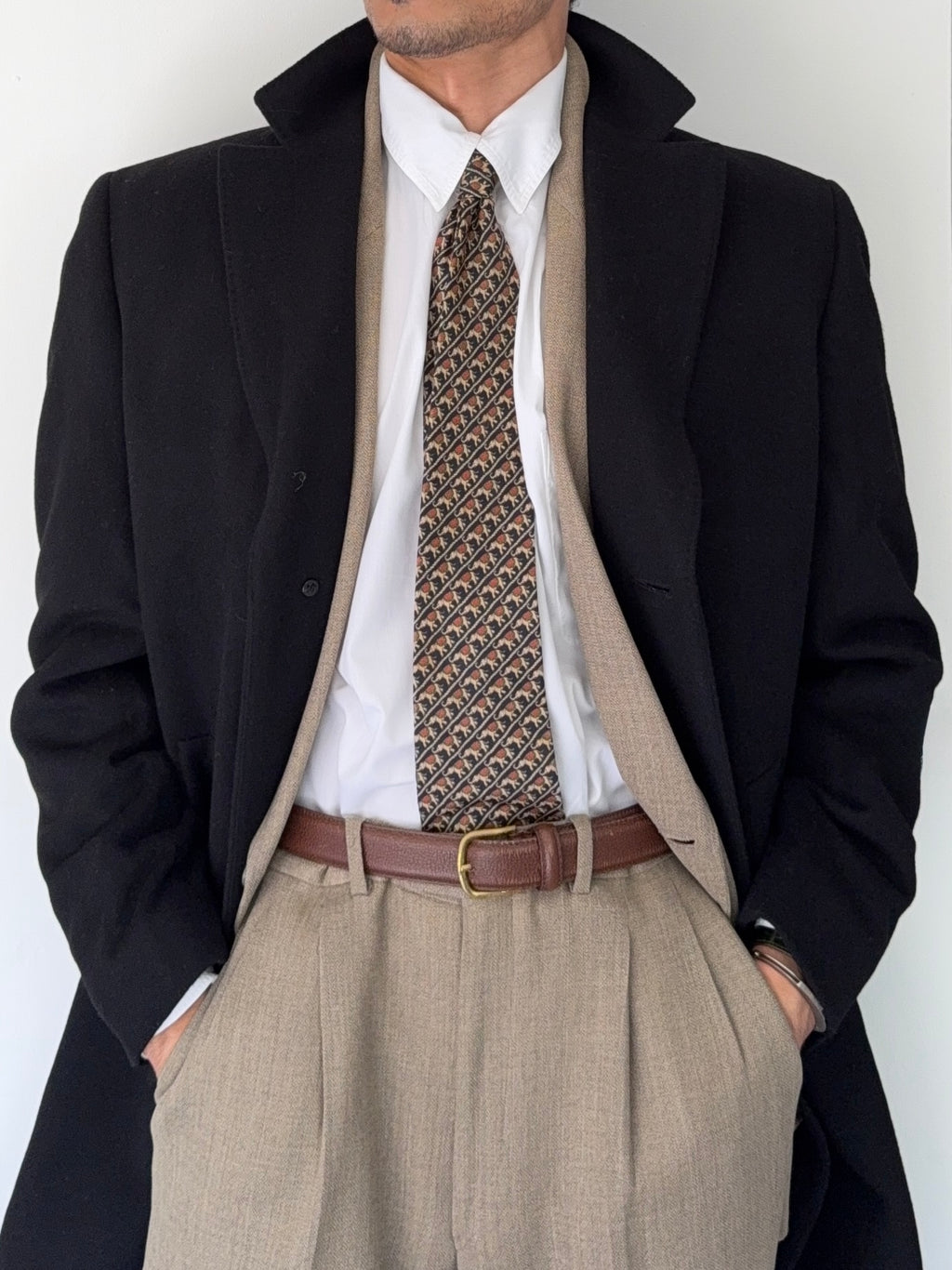 Hugo Boss 1990s 'Stratus' Wool Cashmere Black Coat - Size M