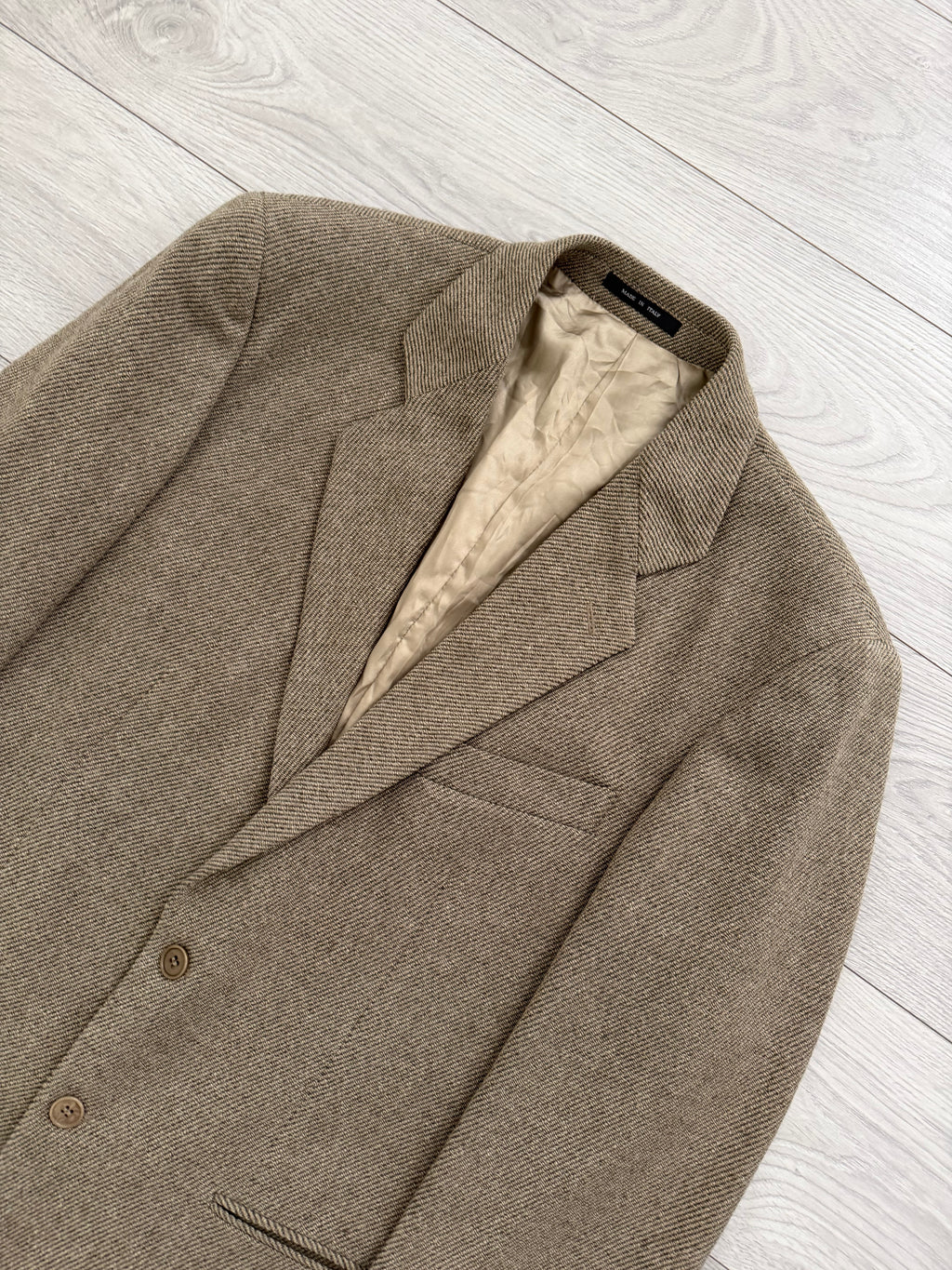 Emporio Armani 1990s 2B Taupe Beige Wool Twill Sport Blazer Jacket - Size XL