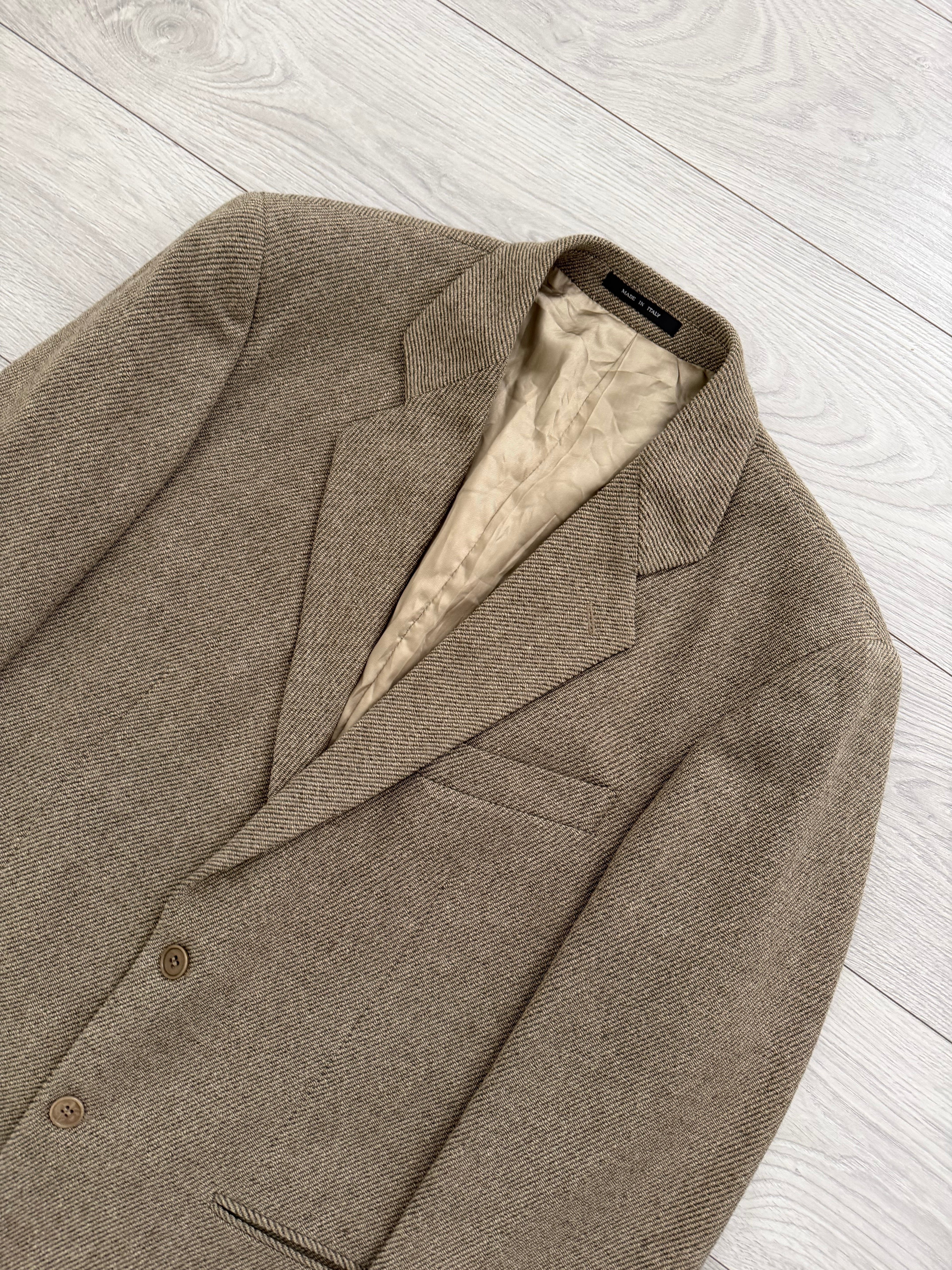 Emporio Armani 1990s 2B Taupe Beige Wool Twill Sport Blazer Jacket - Size XL