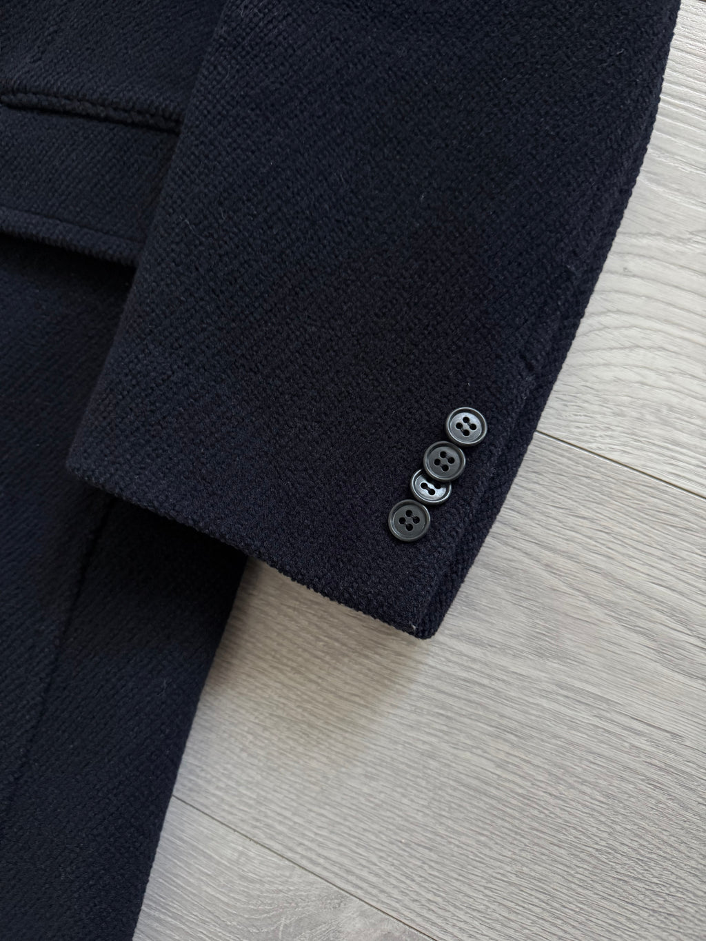 Comme Cadu Mode 1990s Wool Navy Overcoat - Size S