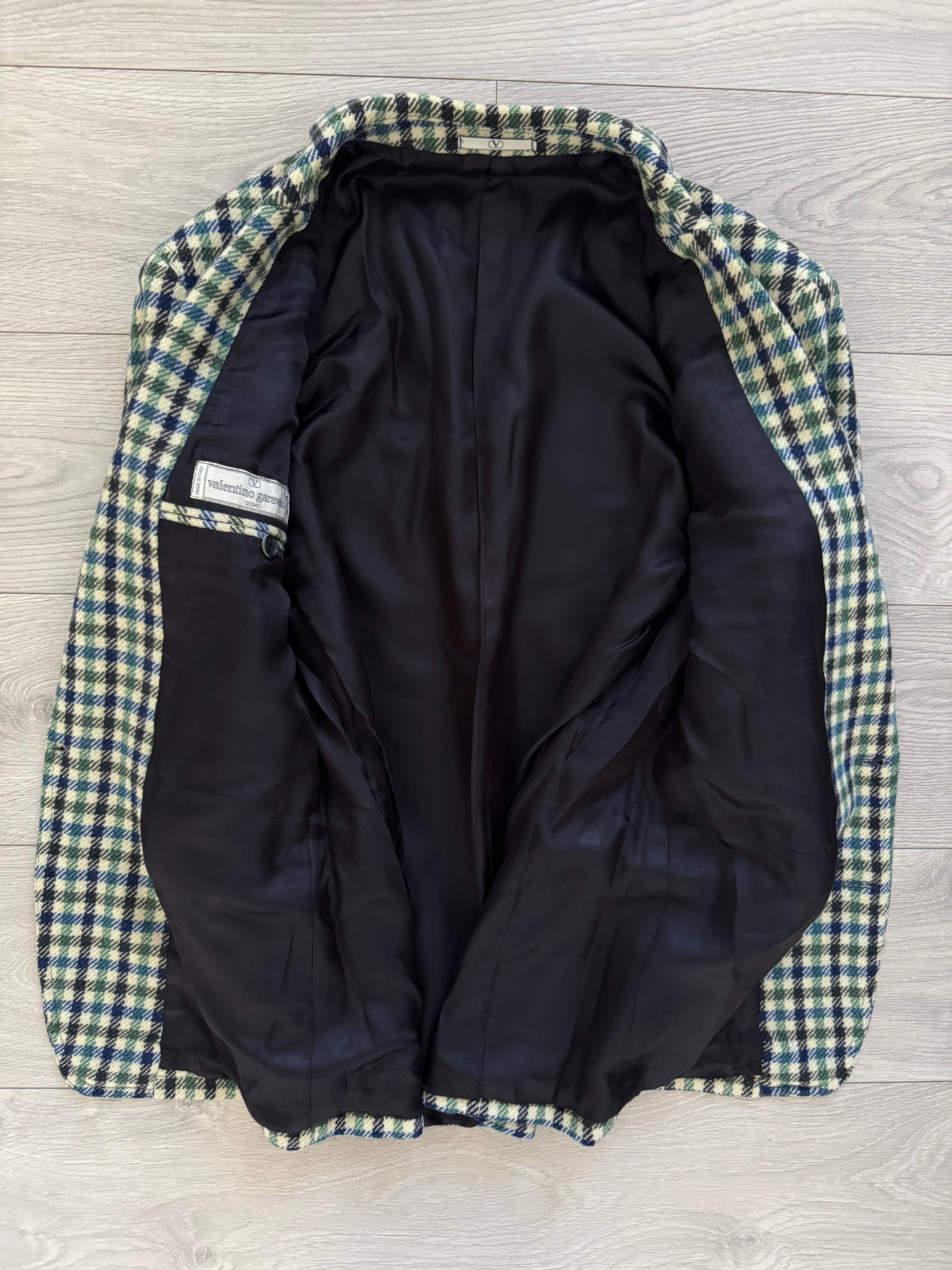 Valentino 1980s Gun Club Check Wool Sports Blazer Jacket - Size L