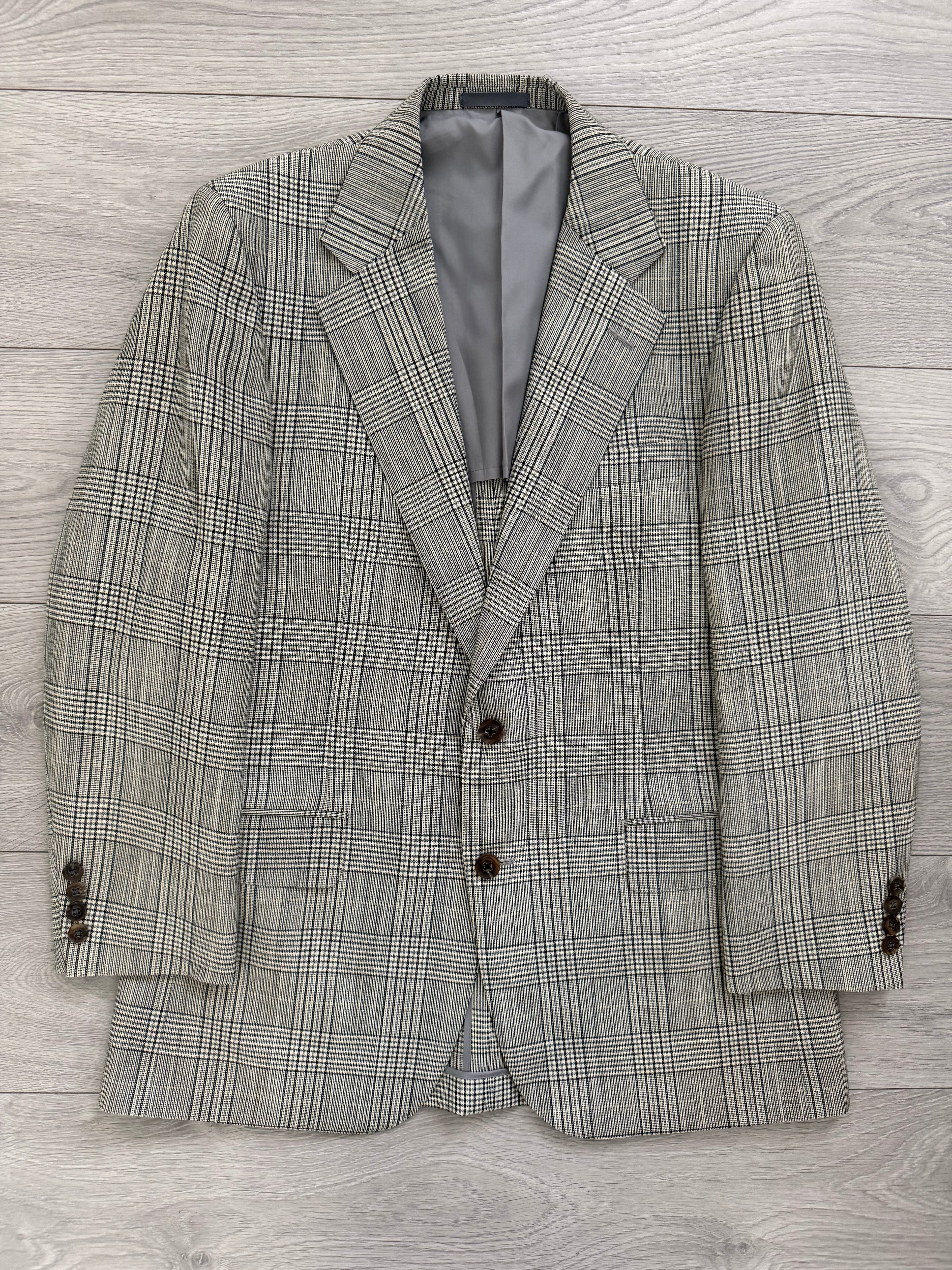 Burberry 1990s 2B Wool Grey Lightweight Partially Lined Sports Jacket Blazer - Size S