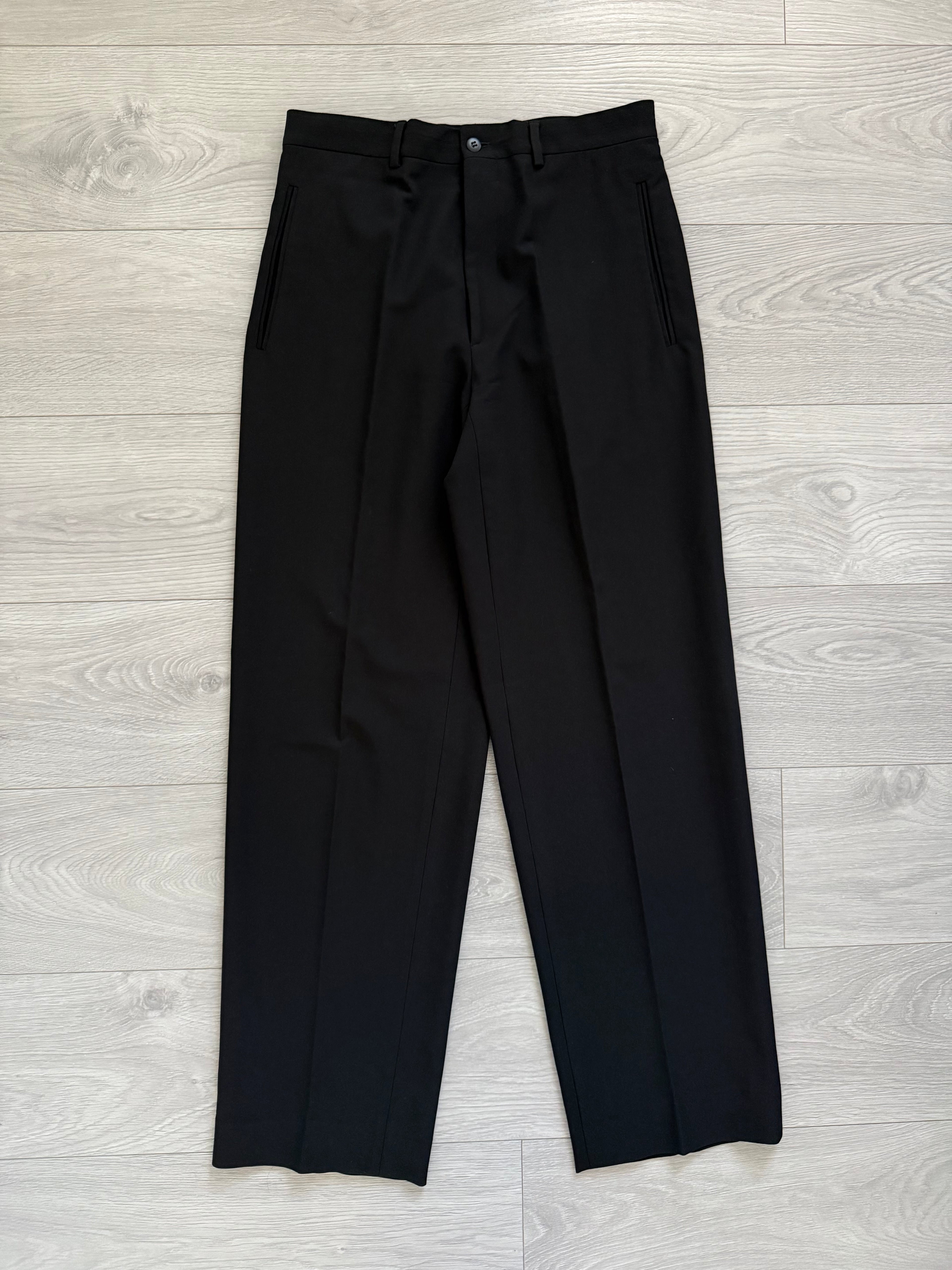 Giorgio Armani Black Label 1990s Draped Wool Relaxed Black Pants - Size 31