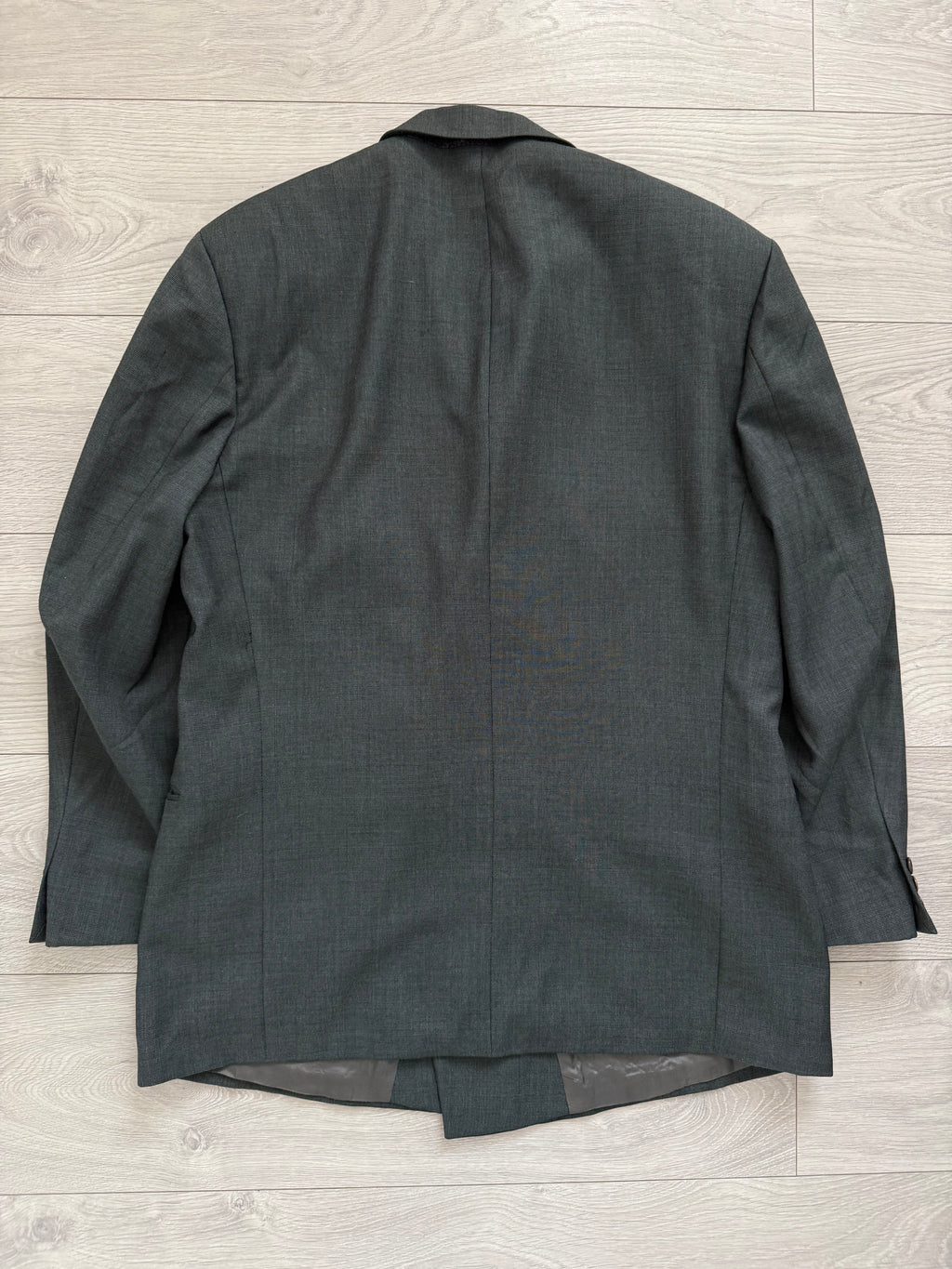 Hugo Boss 1980s Peaked Lapel Double Breasted Pleated Wool Suit Dark Green - Size XL Jacket / 36" Waist