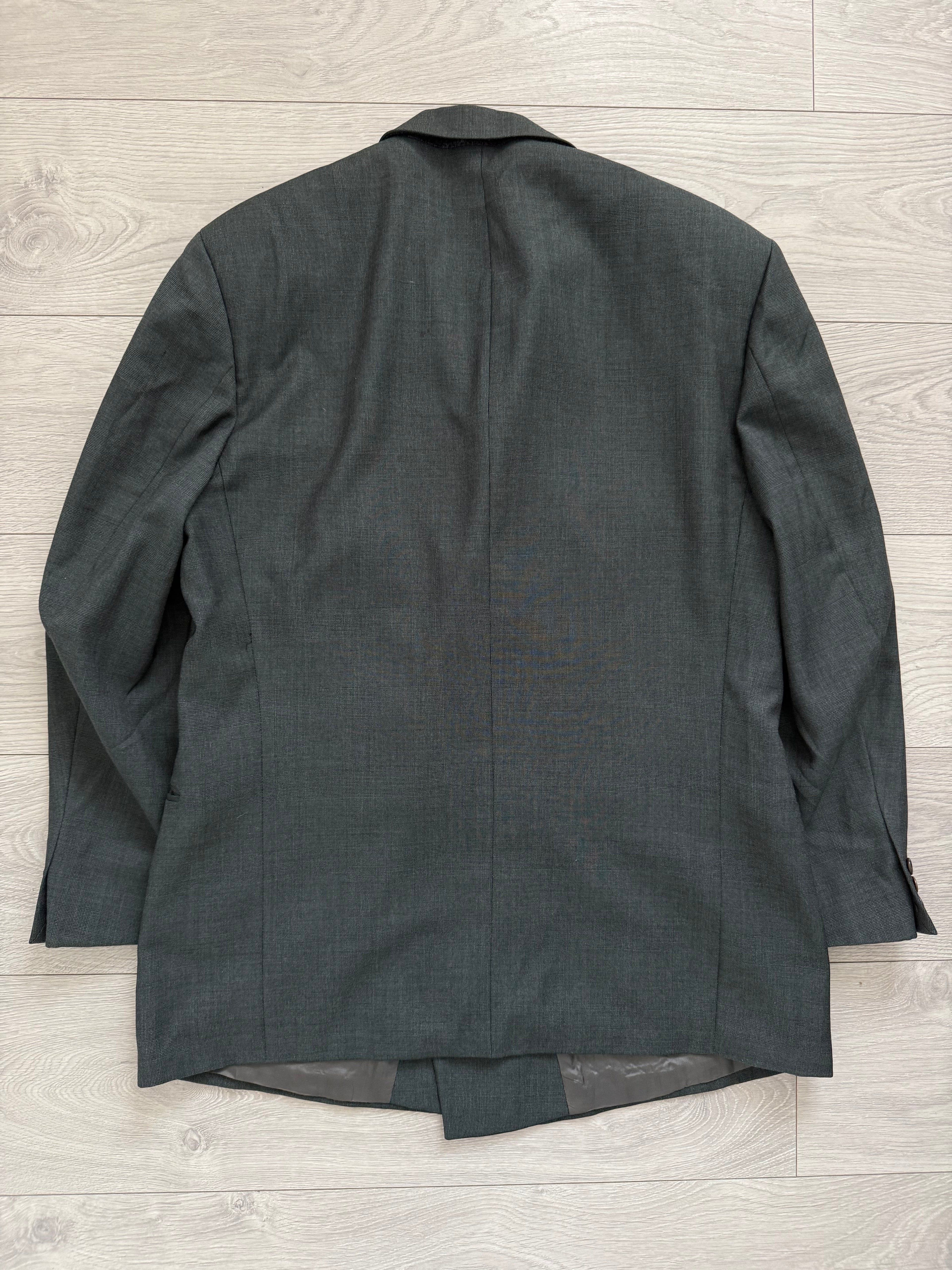 Hugo Boss 1980s Peaked Lapel Double Breasted Pleated Wool Suit Dark Green - Size XL Jacket / 36" Waist