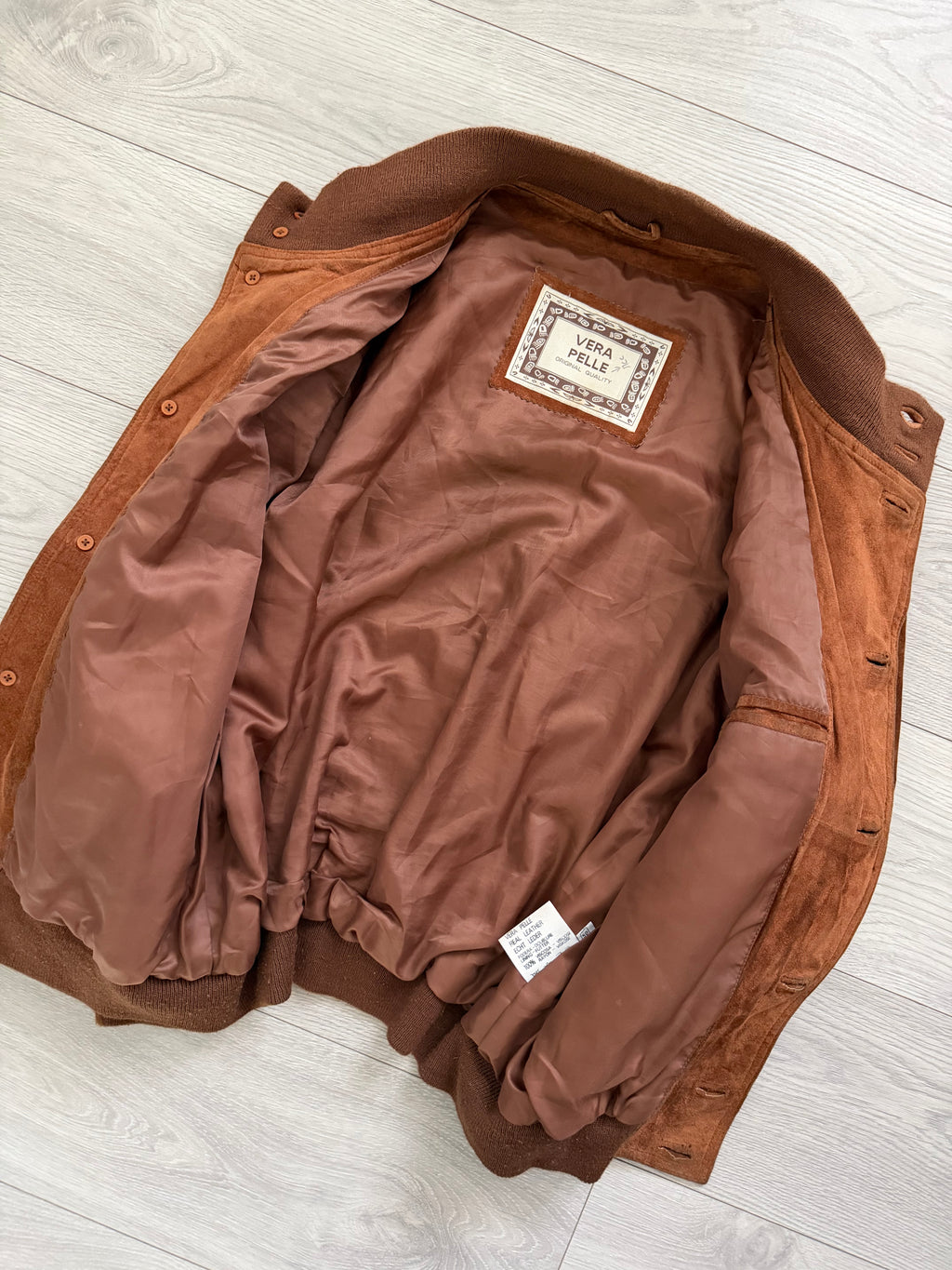 1980s Vera Pelle Leather Suede Jacket Rust Brown - Size L