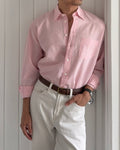 Emporio Armani 1990s Pink Linen Shirt - Size M