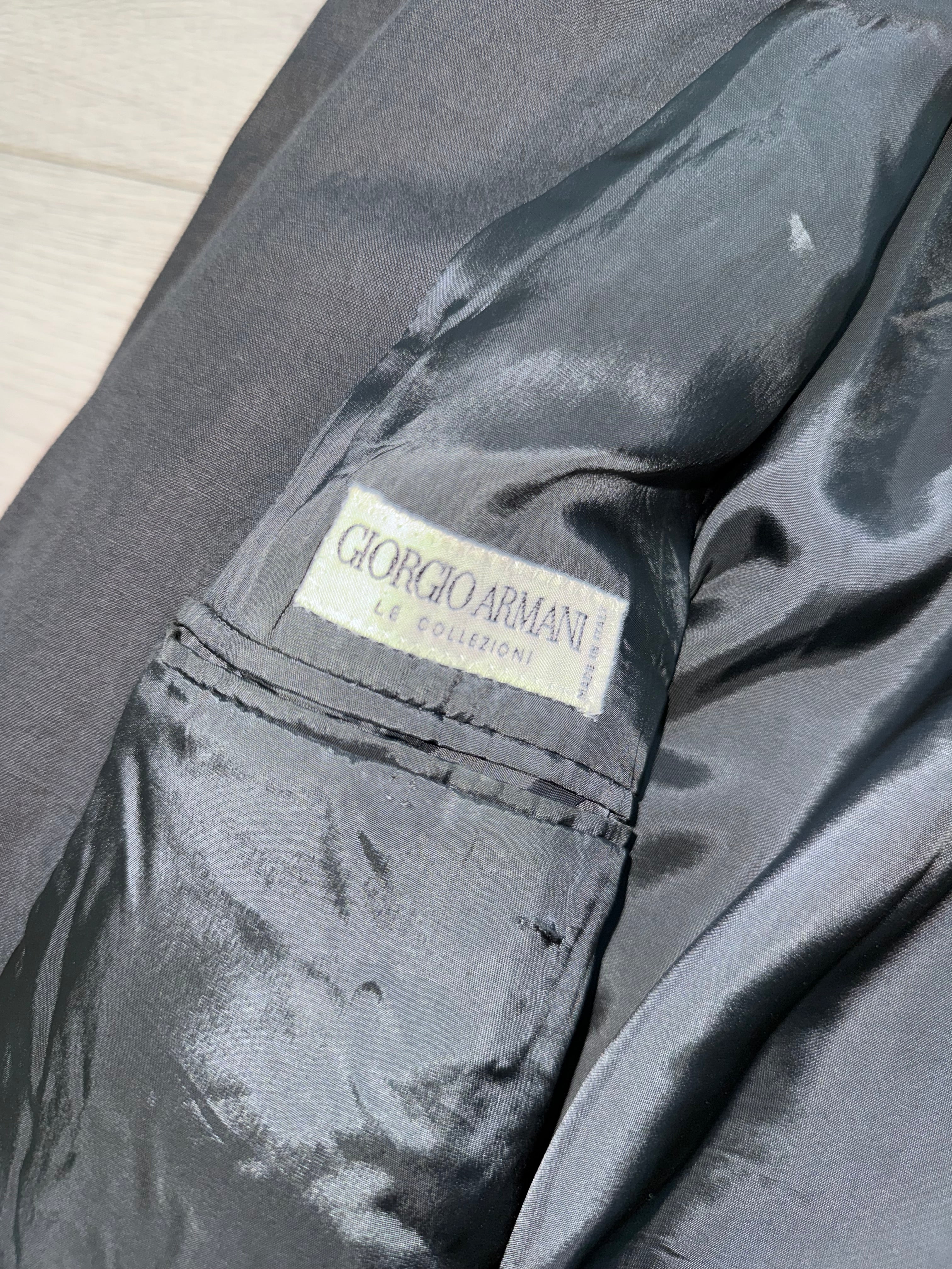 Giorgio Armani 1980s 3B Linen Blend Suit Charcoal - Size XXL Jacket / 36" Waist