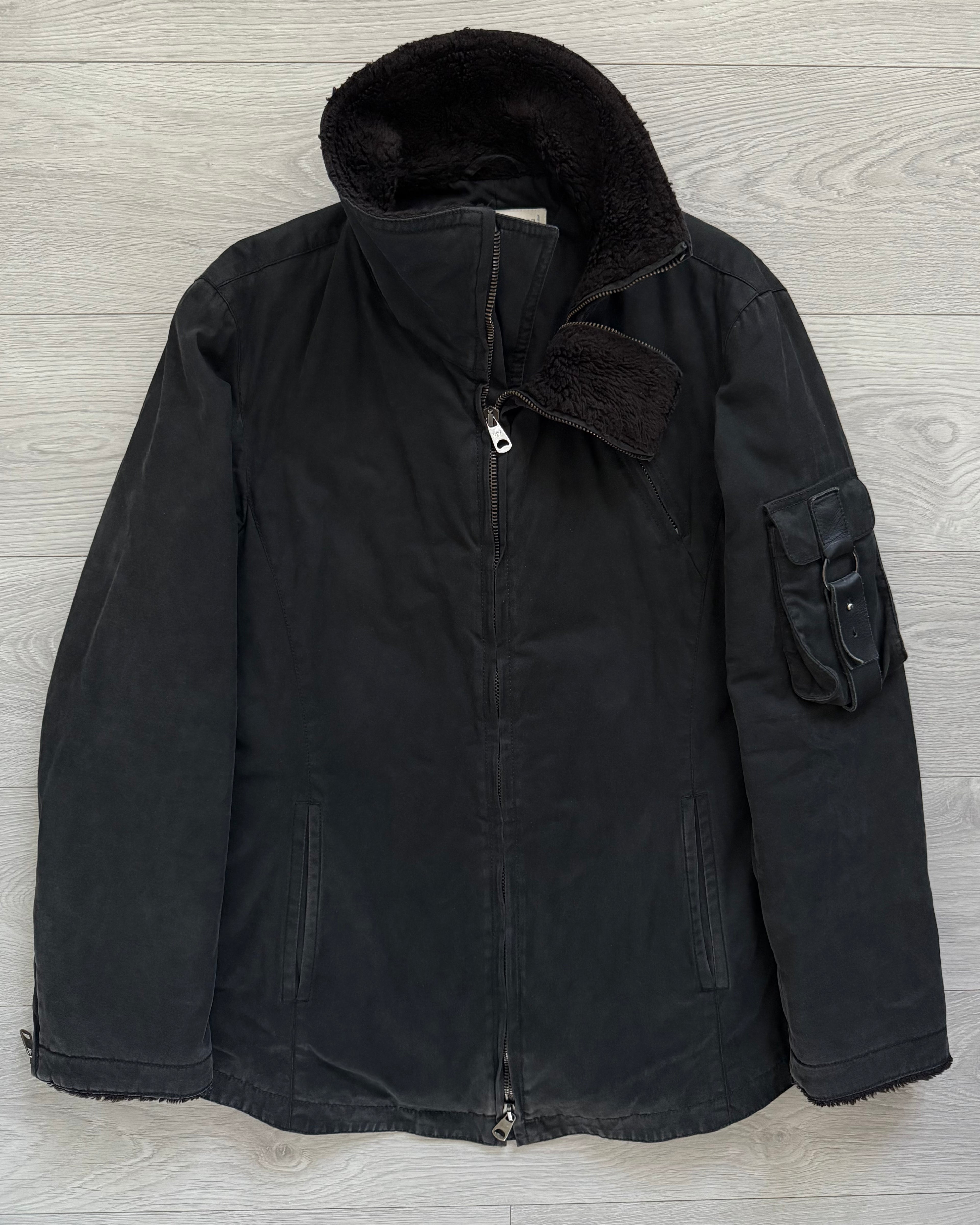 Emporio Armani 2002 Fur Collar Dual Zip Padded Military Jacket - Size M