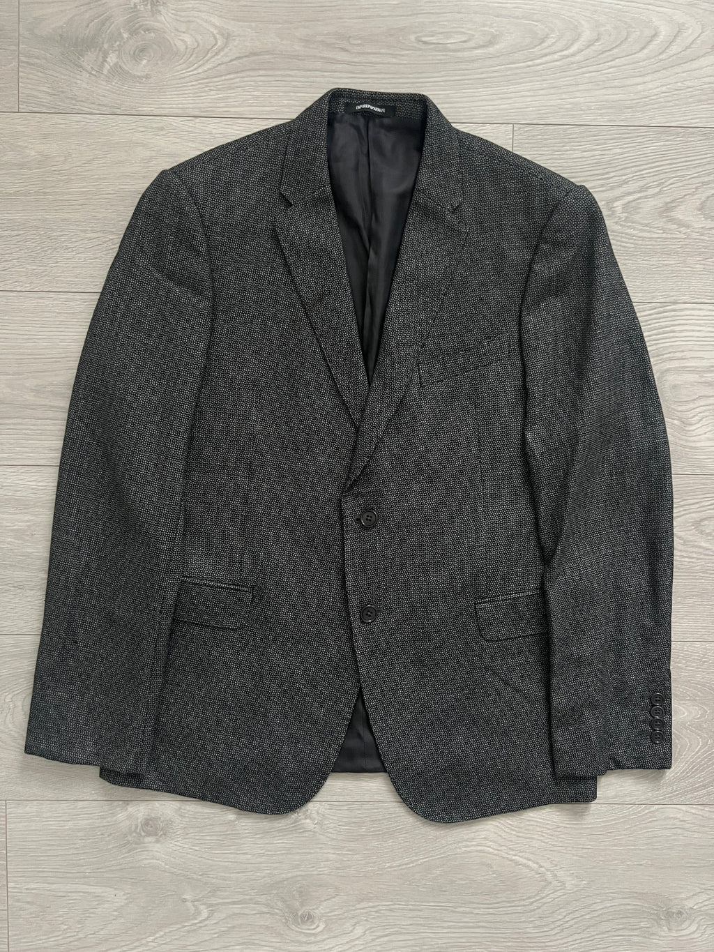 Emporio Armani Textured Wool Grey Suit - Size L Jacket / 34" Waist