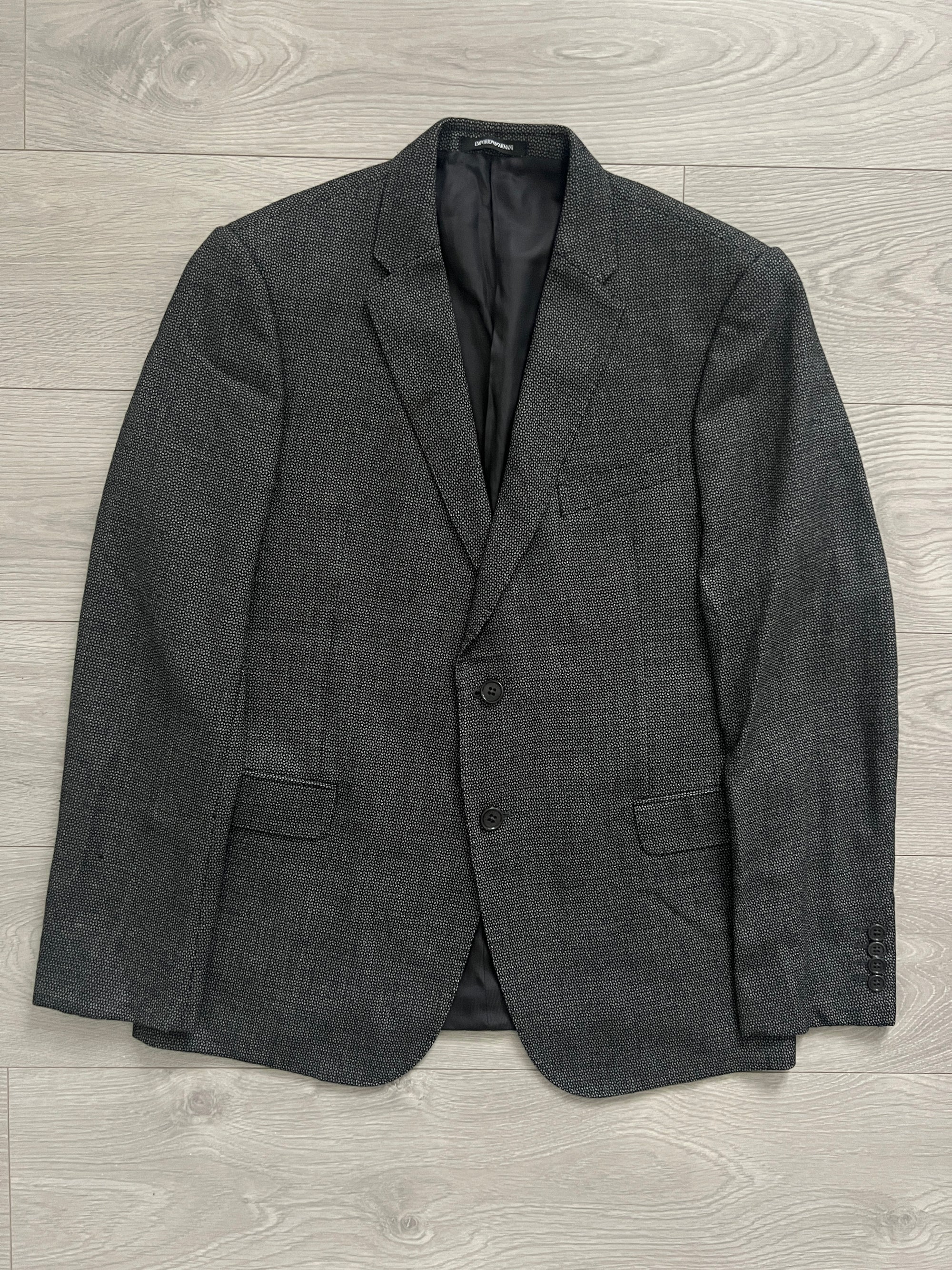Emporio Armani Textured Wool Grey Suit - Size L Jacket / 34" Waist