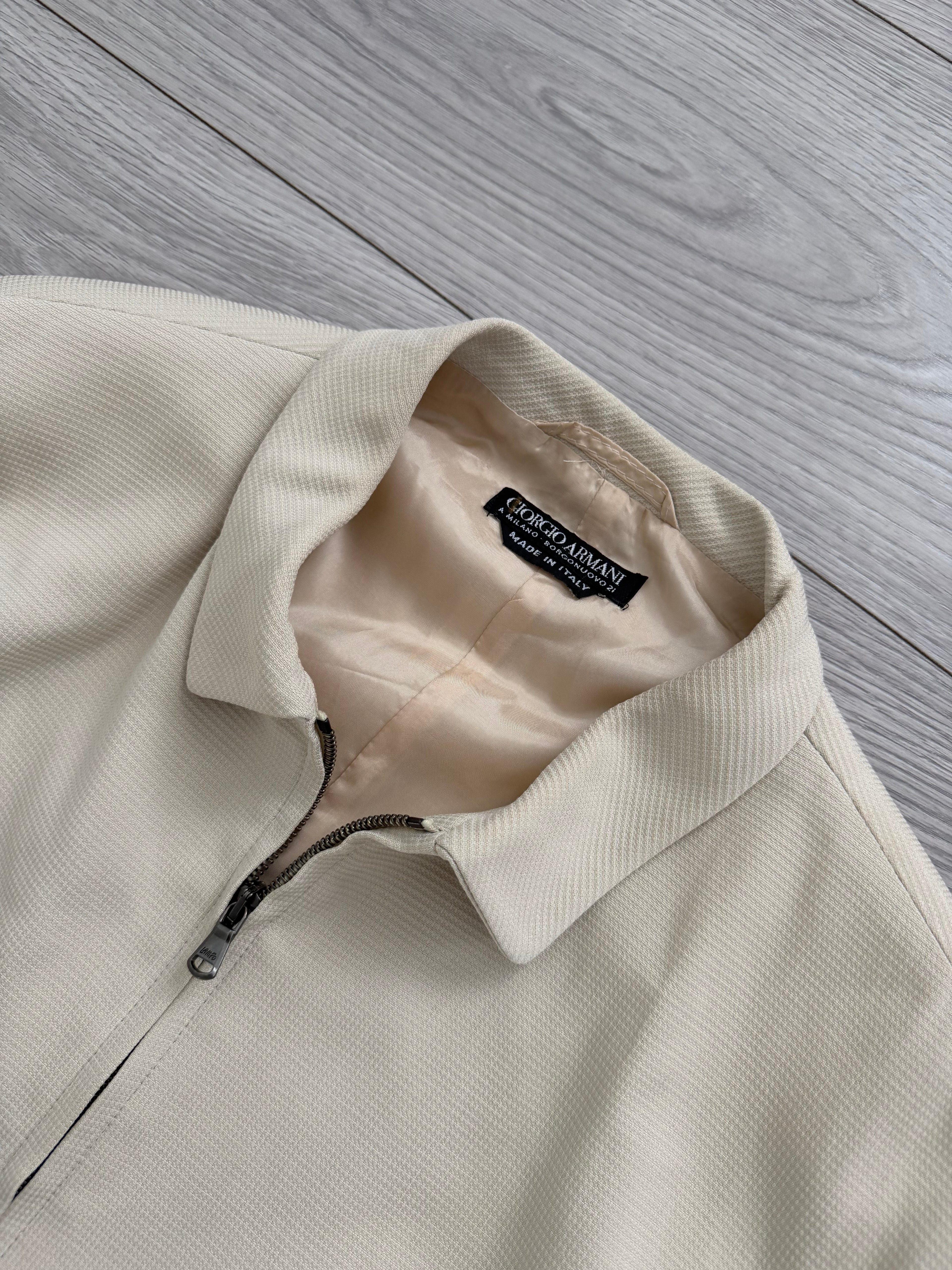 Giorgio Armani 1990s Black Label Cream Harrington Jacket - Size M
