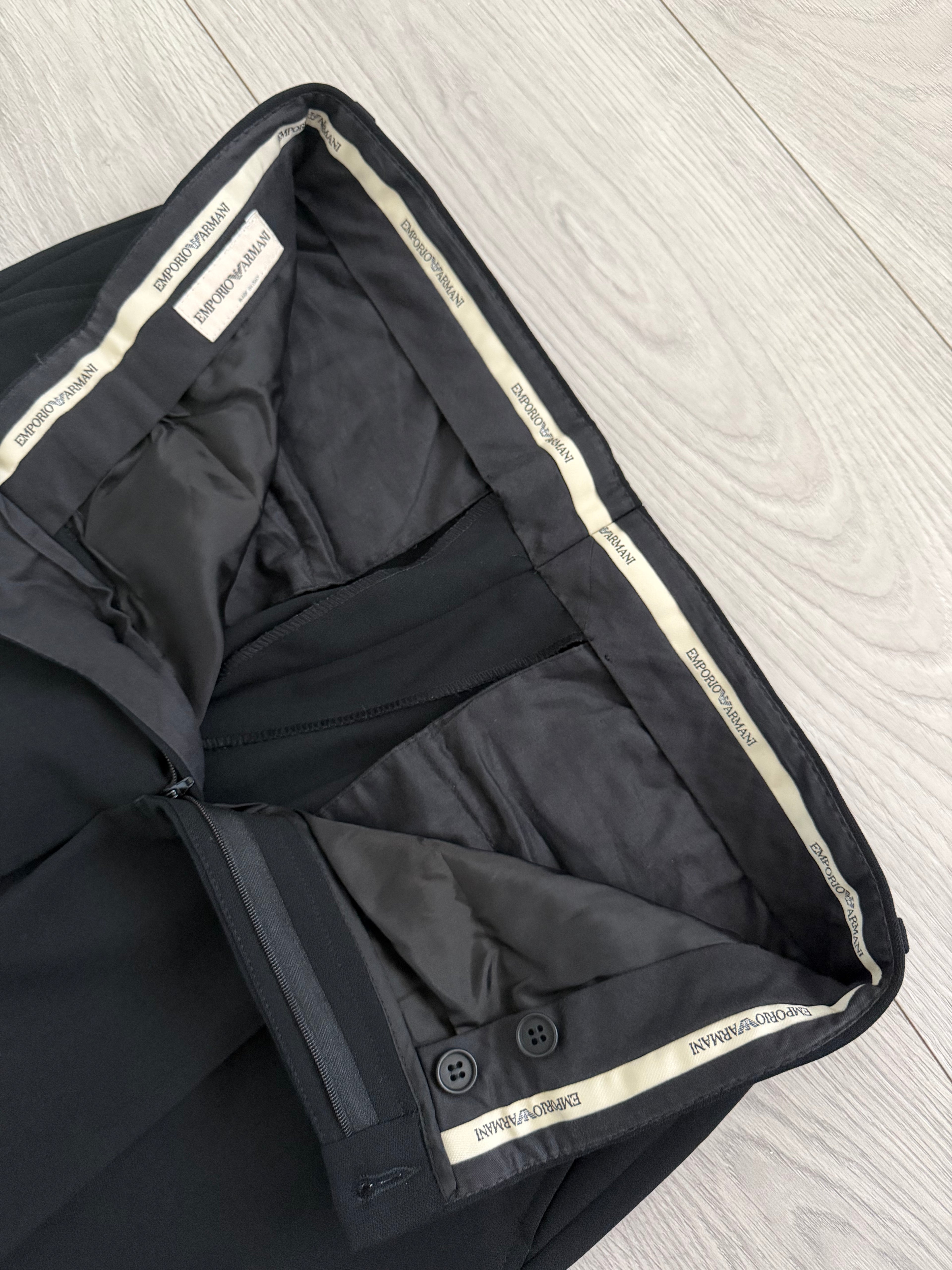 Emporio Armani 1990s 3B Black Draped Wool Suit - Size L Jacket / 34" Waist
