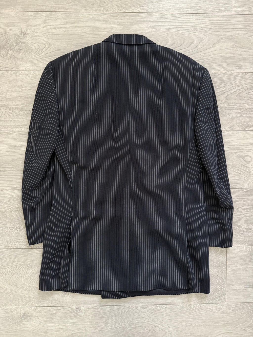 Valentino 1980s 6B Double Breasted Wool Pinestripe Power Suit - Size M Jacket / 32" Waist