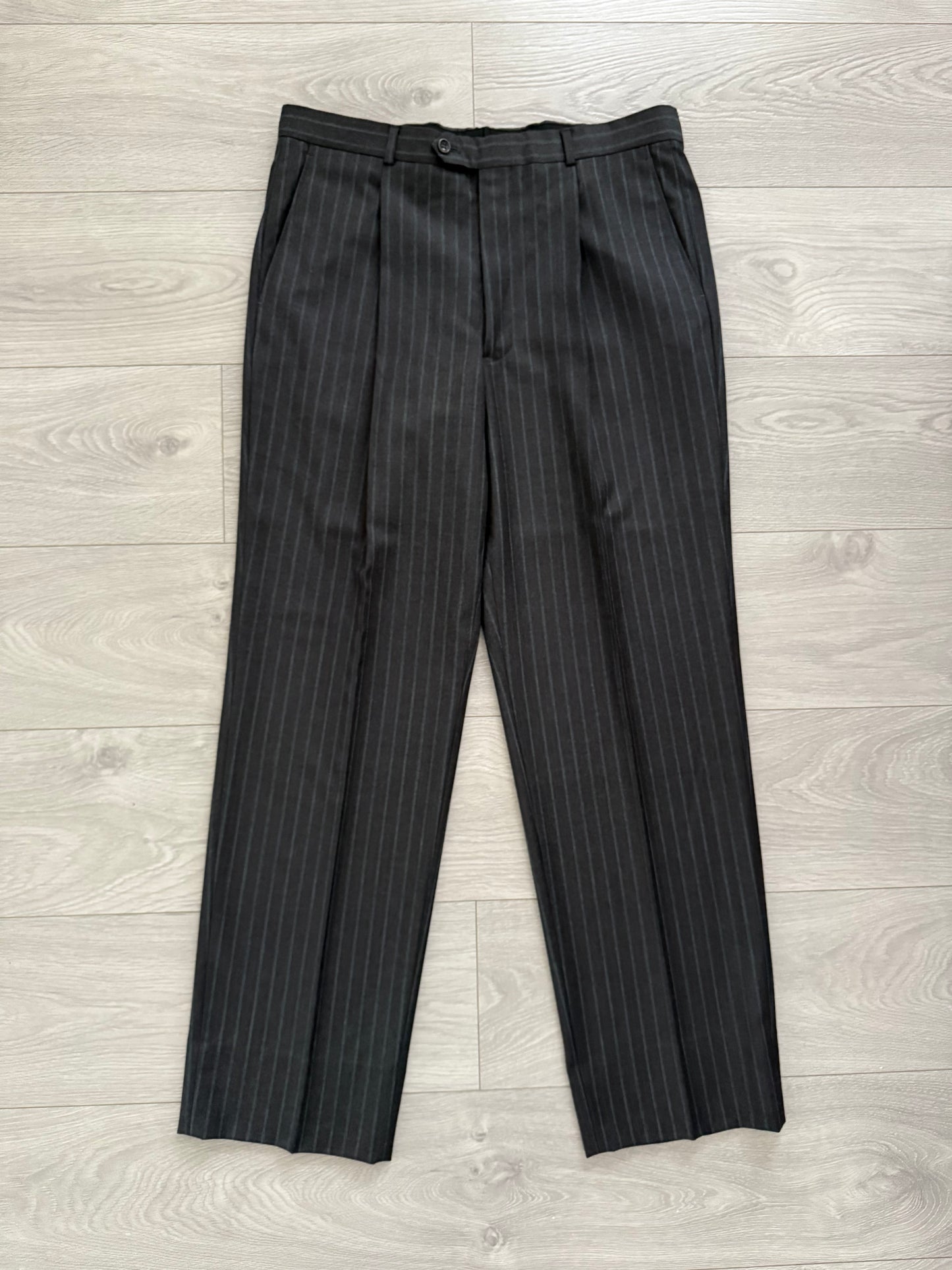 Armani 1990s Double Breasted Pleated Wool Suit - Size L Jacket / 34" Waist