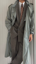 Hugo Boss 1980s Wool Cotton Steel Blue Trench Coat - Size L